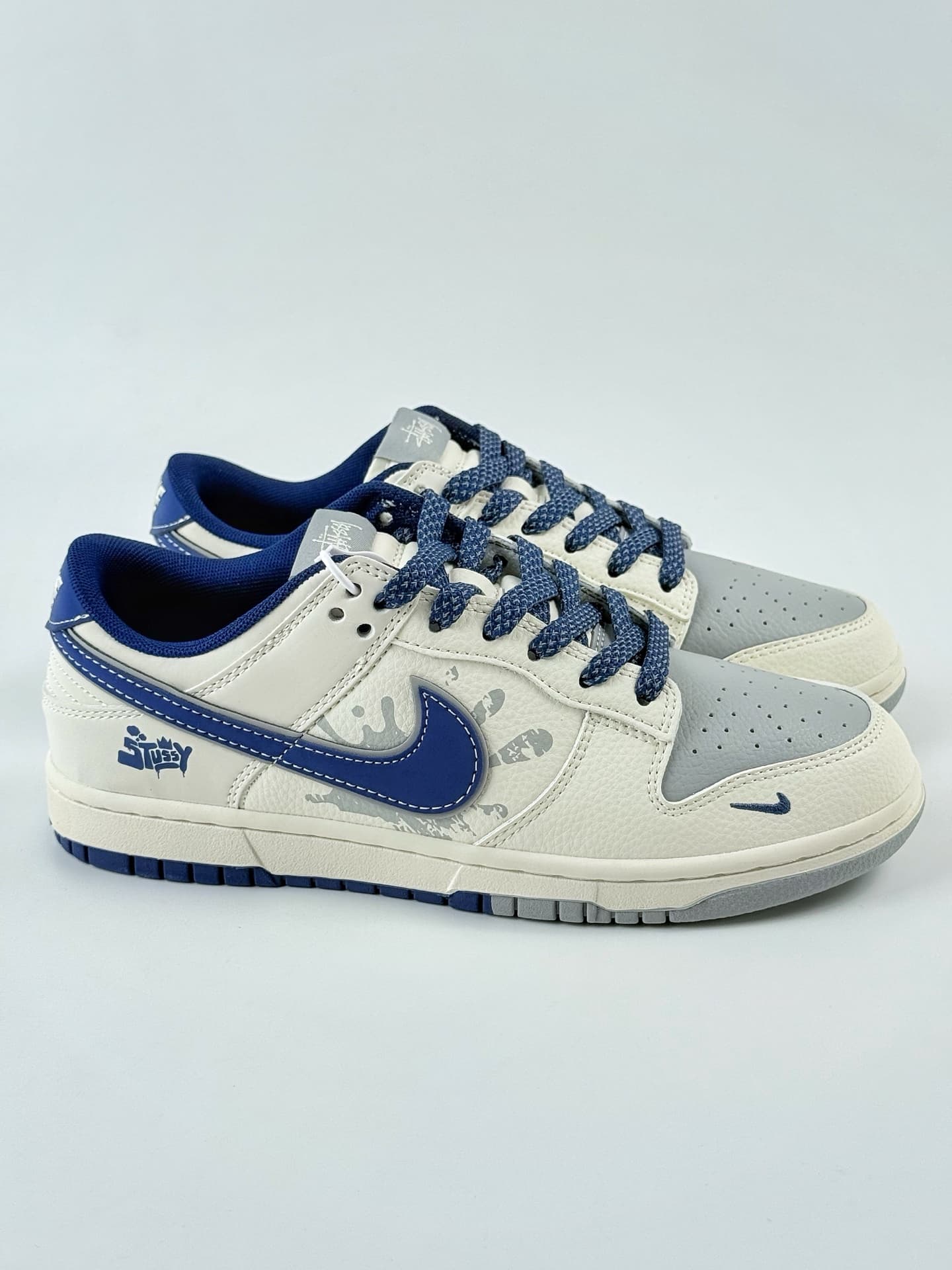 Nike Dupes SB Dunk Low x Stussy white grey blue XS6089 image 4