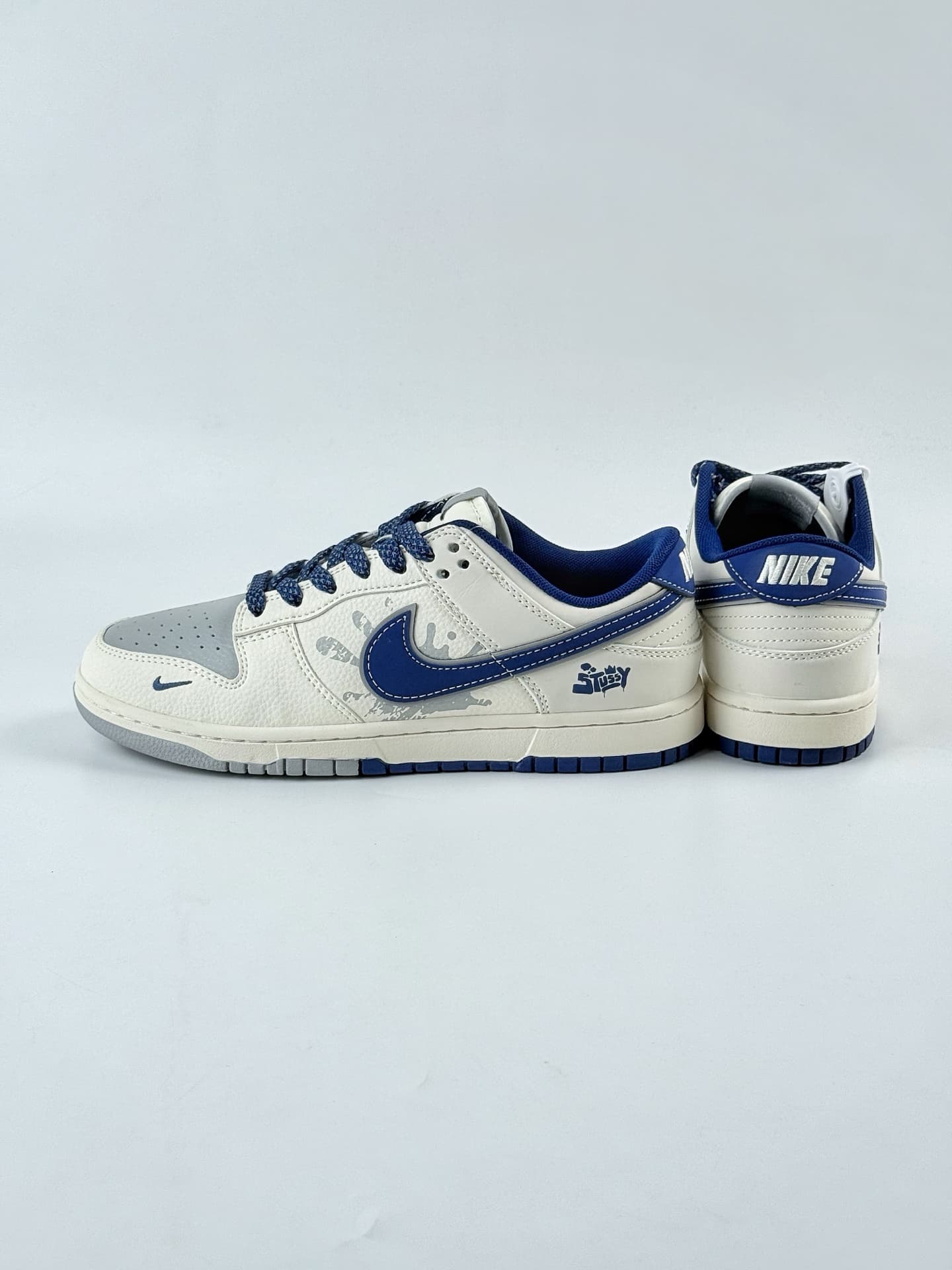 Nike Dupes SB Dunk Low x Stussy white grey blue XS6089 image 5