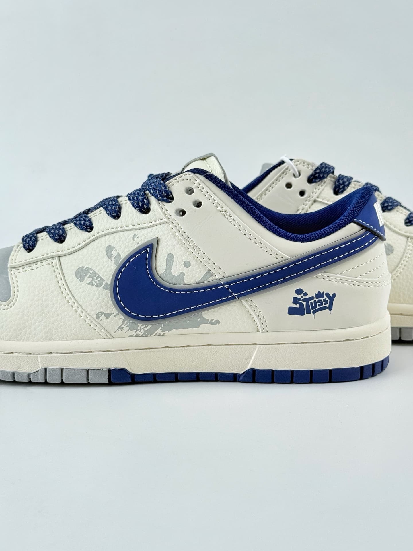 Nike Dupes SB Dunk Low x Stussy white grey blue XS6089 image 9