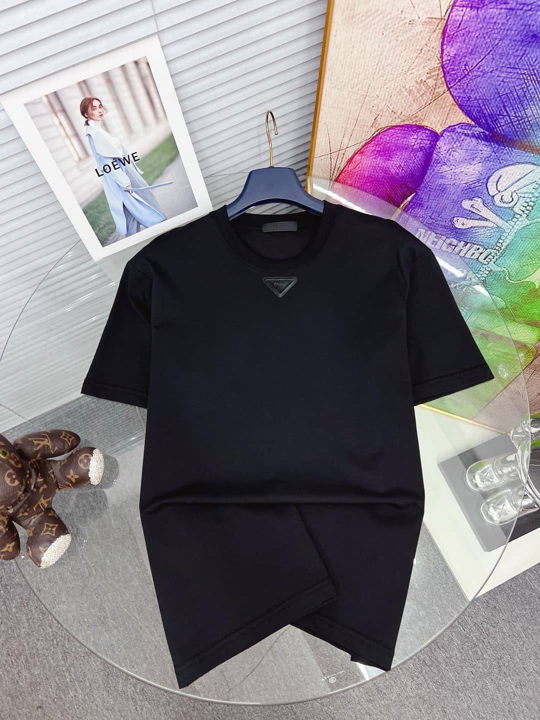 PRADA 2025SS New Printed Short-Sleeved Yupoo Prada T-Shirt Black image 1