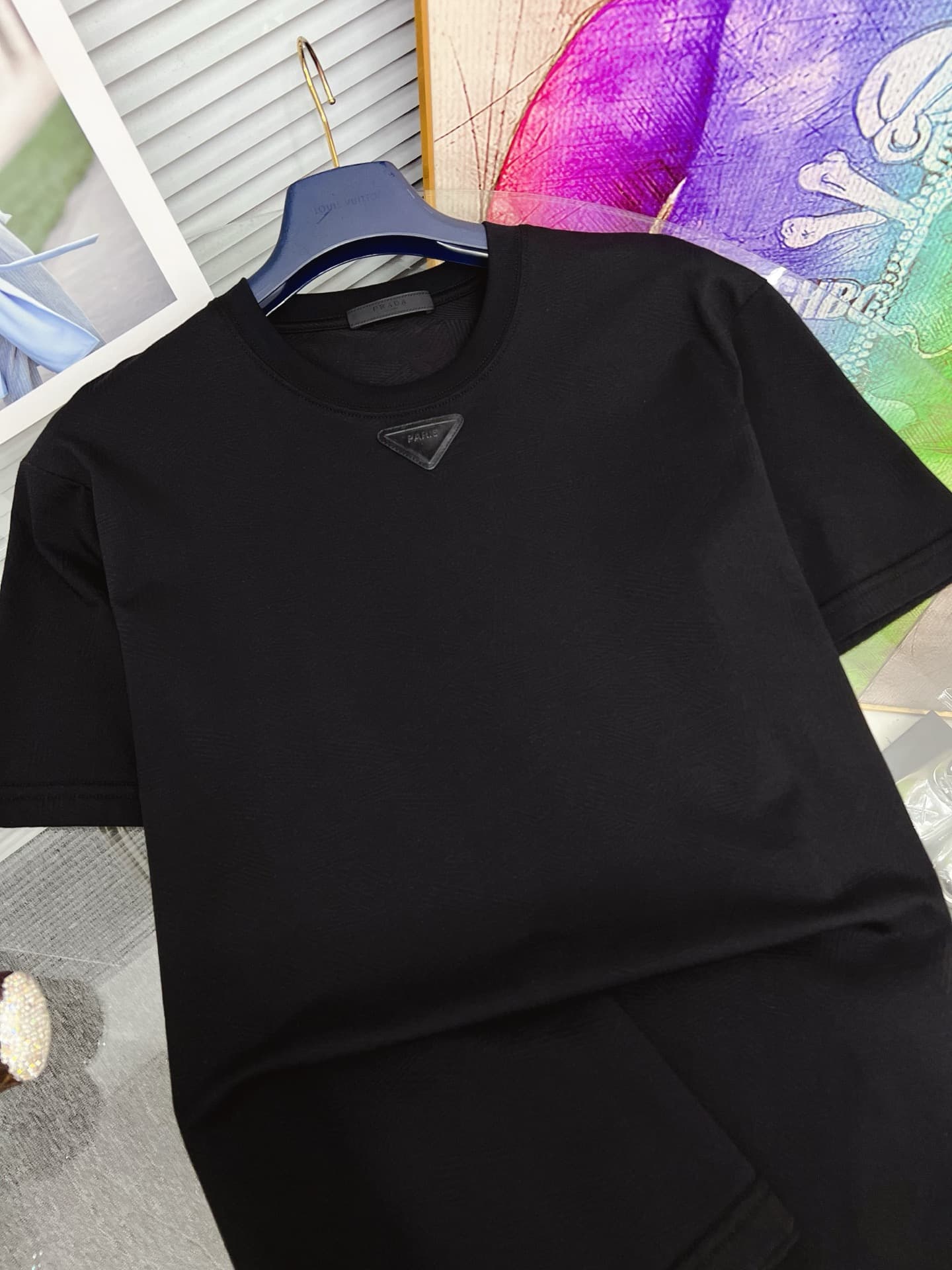 PRADA 2025SS New Printed Short-Sleeved Yupoo Prada T-Shirt Black image 3