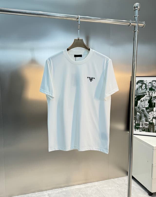 PRADA 25SS New Round-neck Short-sleeved Yupoo Prada T-shirt White | Rep Clothing image 3