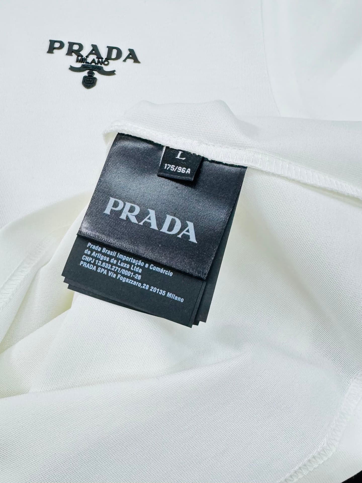 PRADA 25SS New Round-neck Short-sleeved Yupoo Prada T-shirt White image 8