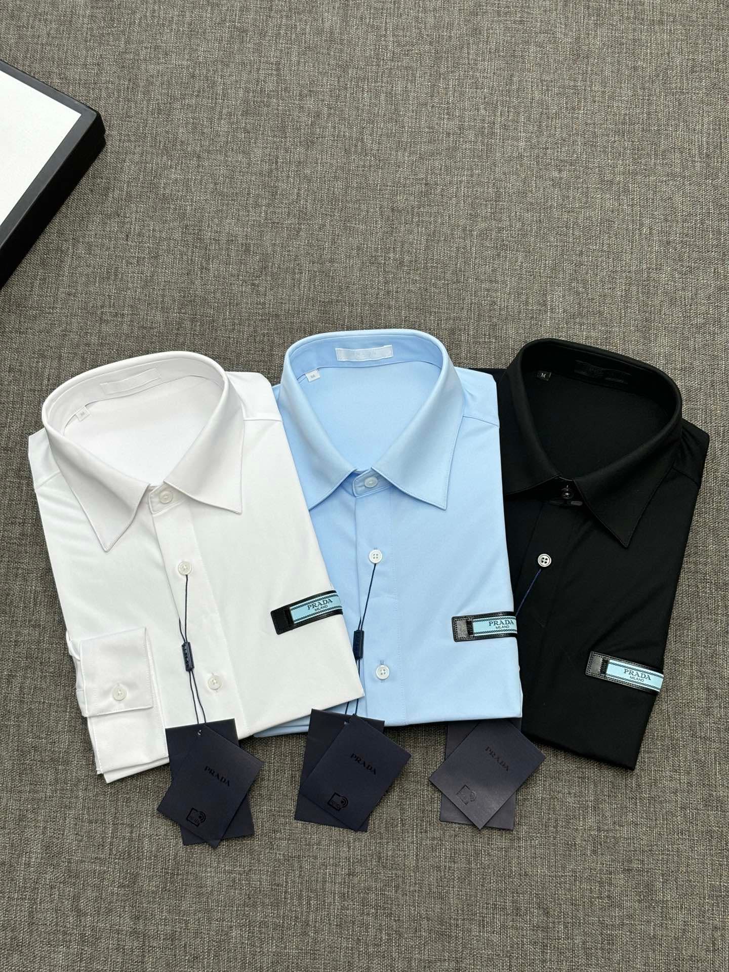 PRADA men's long-sleeved shirt Yupoo Prada Shirts White