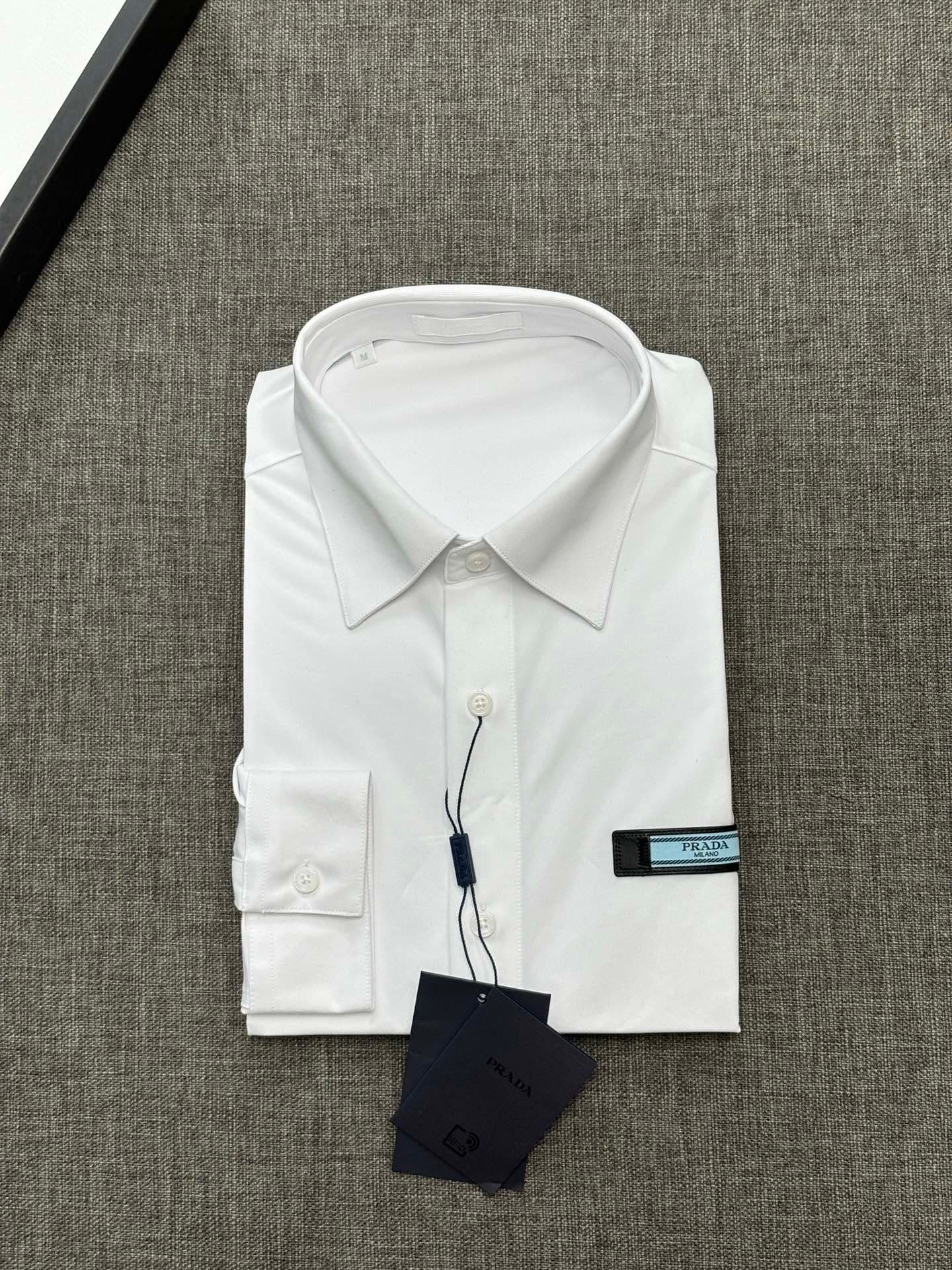 PRADA men's long-sleeved shirt Yupoo Prada Shirts White image 2