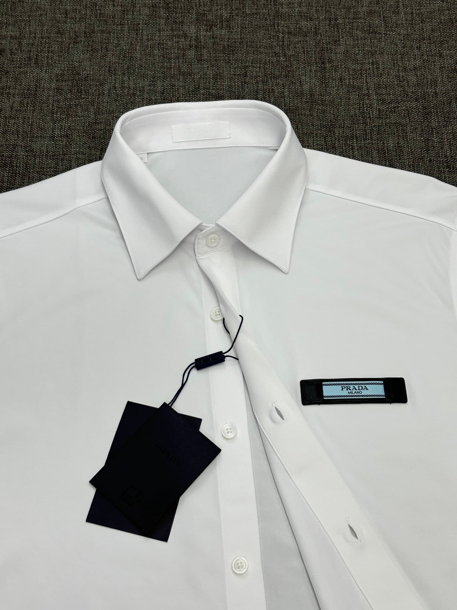 PRADA men's long-sleeved shirt Yupoo Prada Shirts White image 12