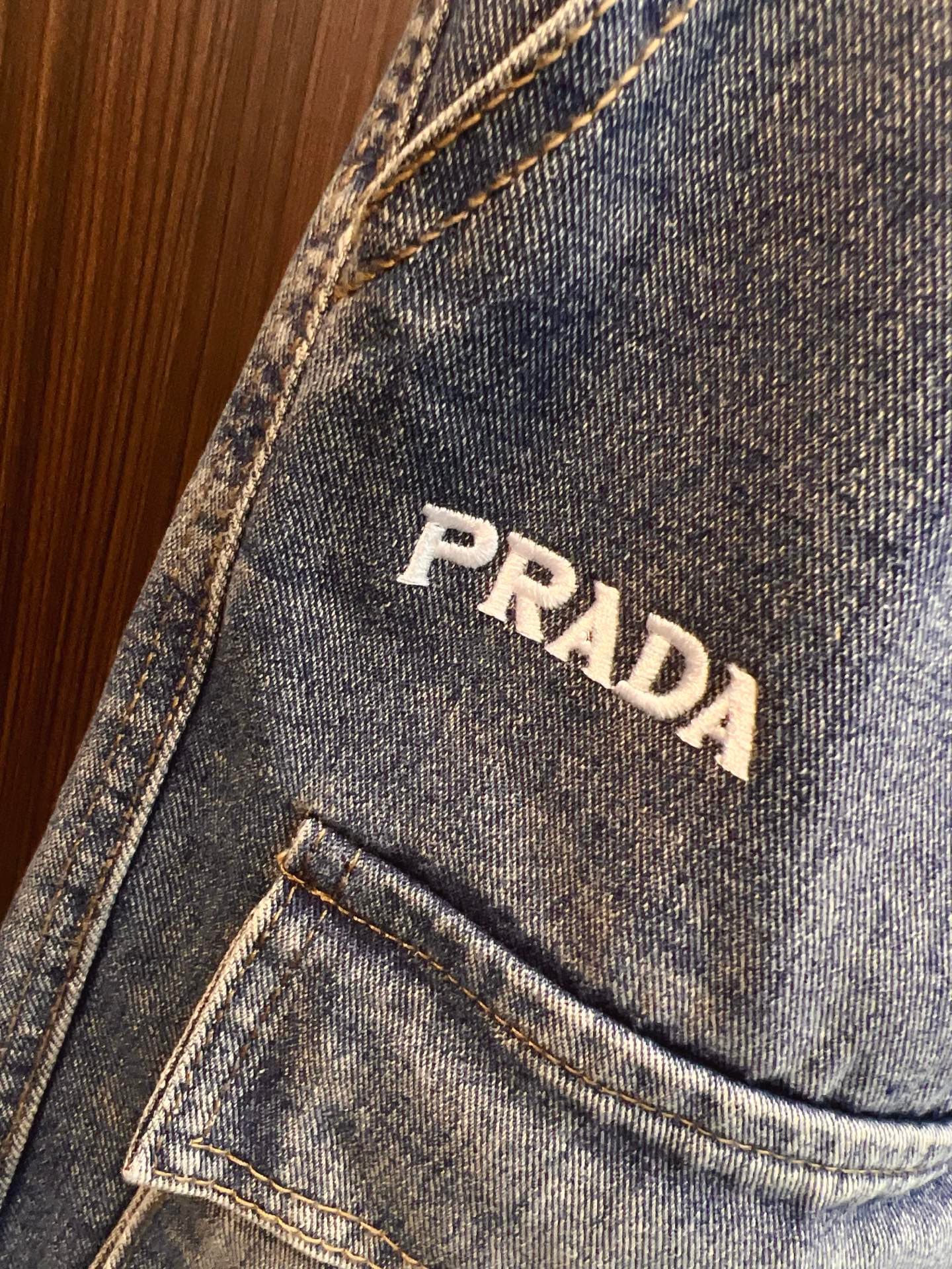 PRADA new style denim shorts Yupoo Prada shorts Dark Blue image 5