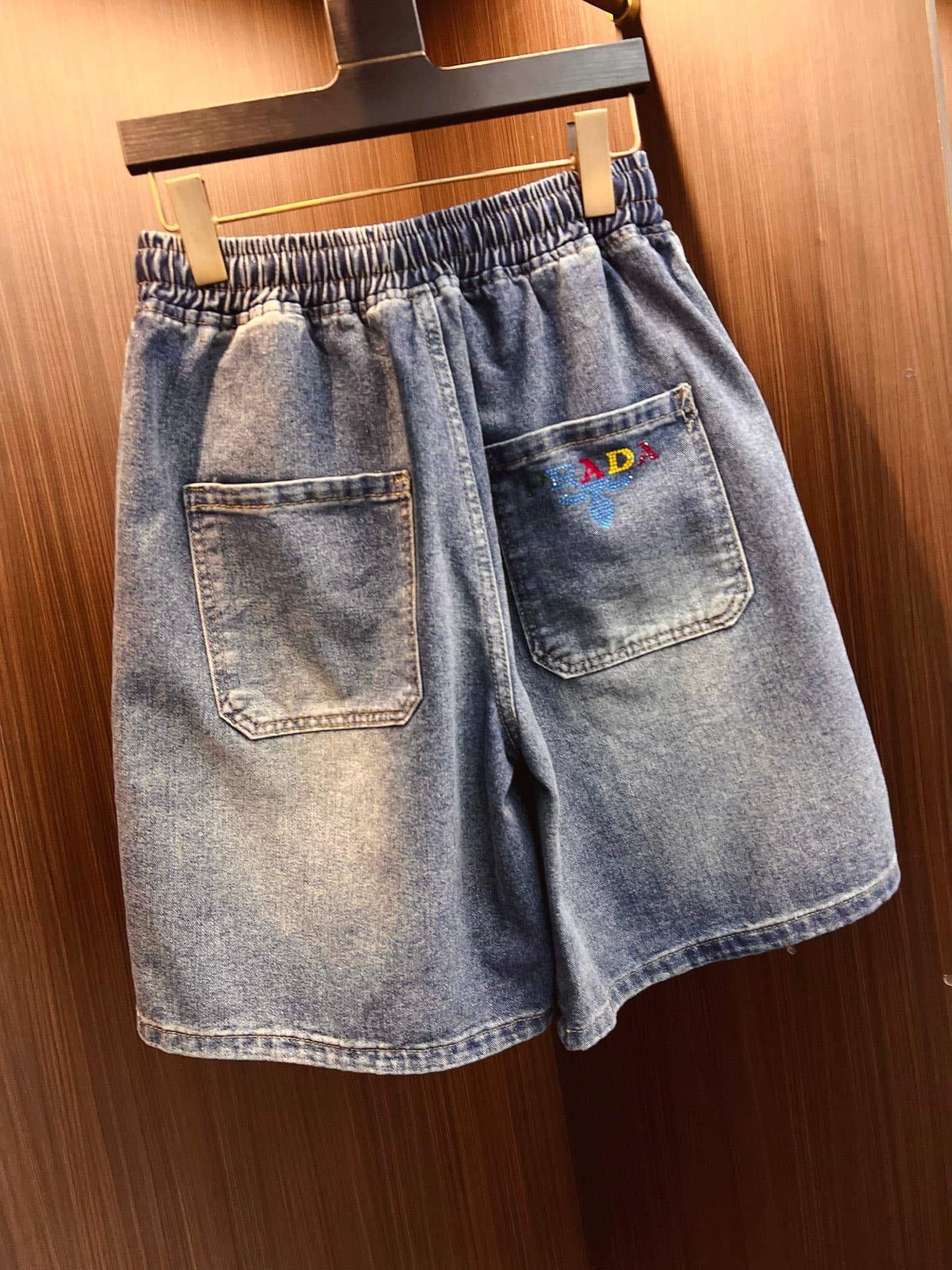 PRADA new style denim shorts Yupoo Prada shorts Dark Blue image 9