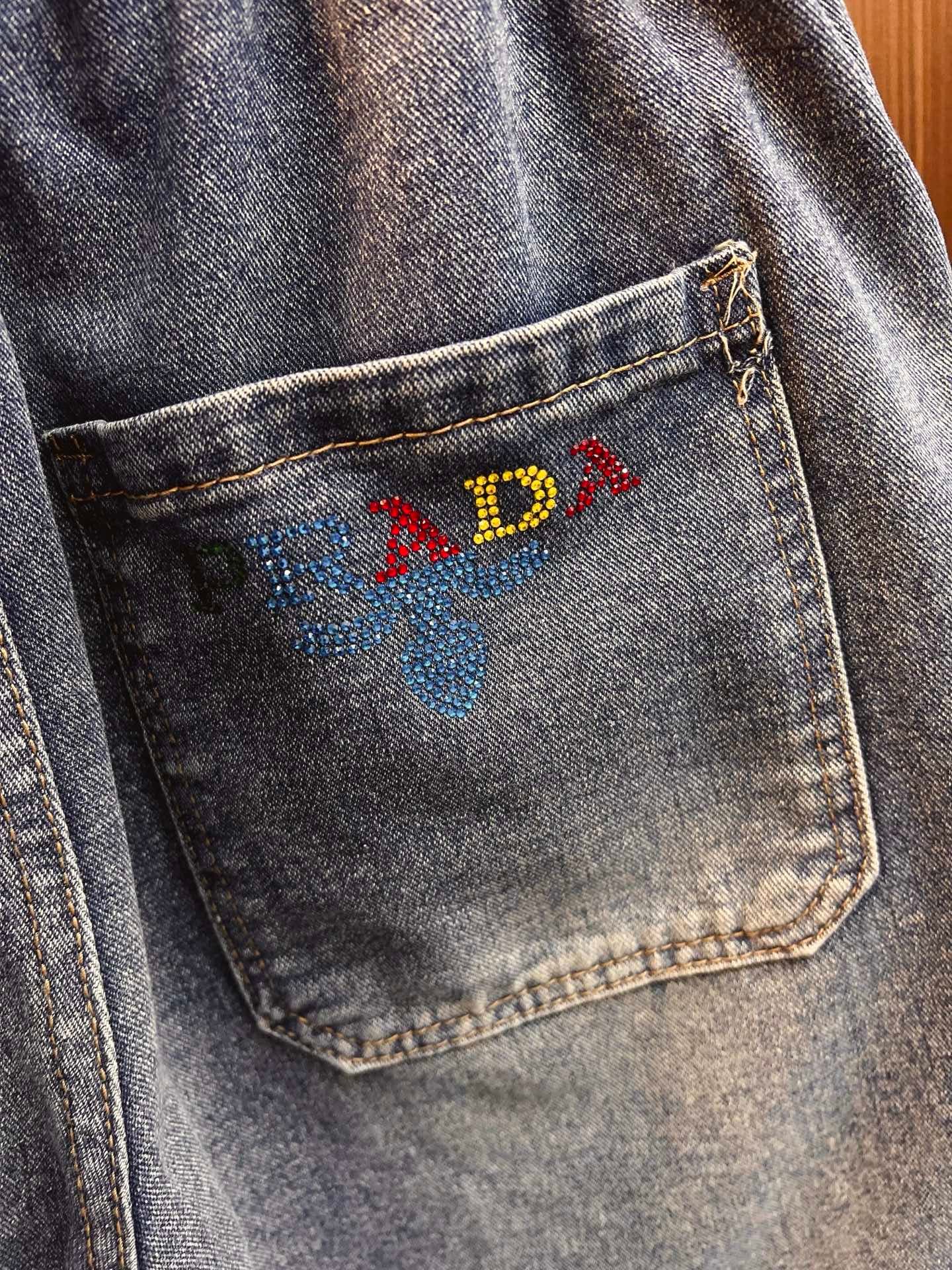 PRADA new style denim shorts Yupoo Prada shorts Dark Blue image 10