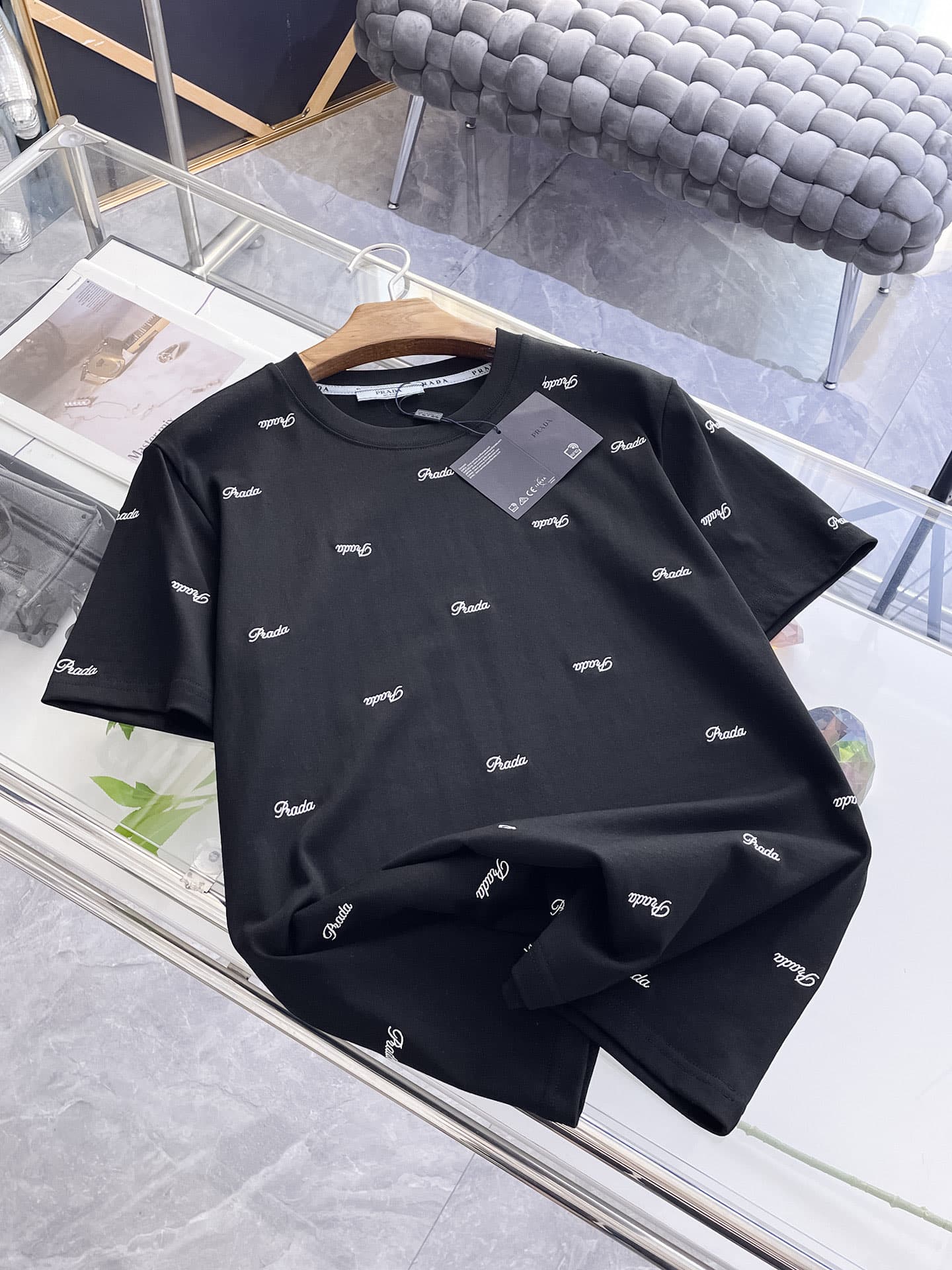 Prada New Men's Casual Short-Sleeved Yupoo Prada Shirt Black | Rep Clothing image 1
