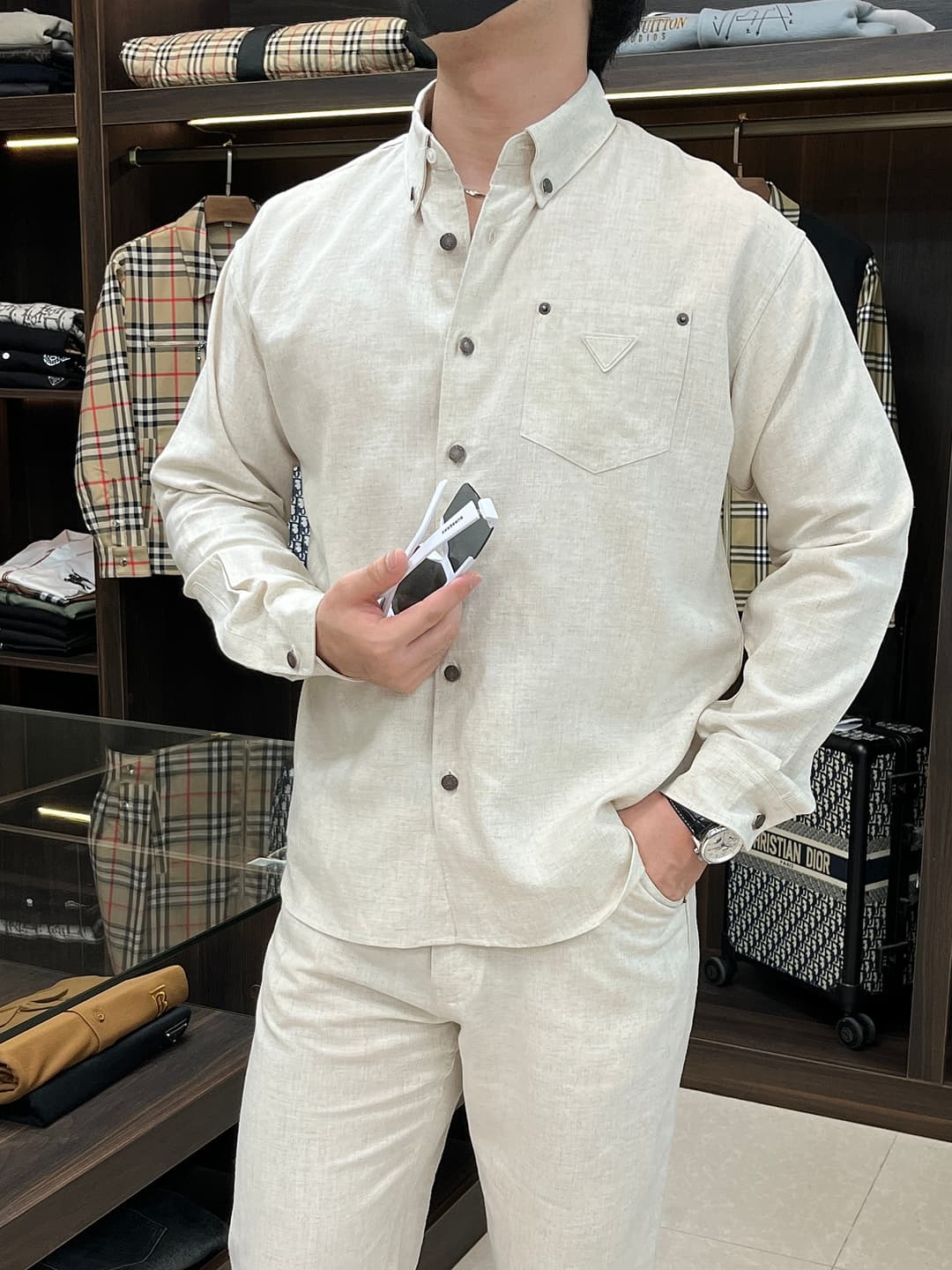 Prada new white shirt and Pants set Yupoo Prada Clothing image 1