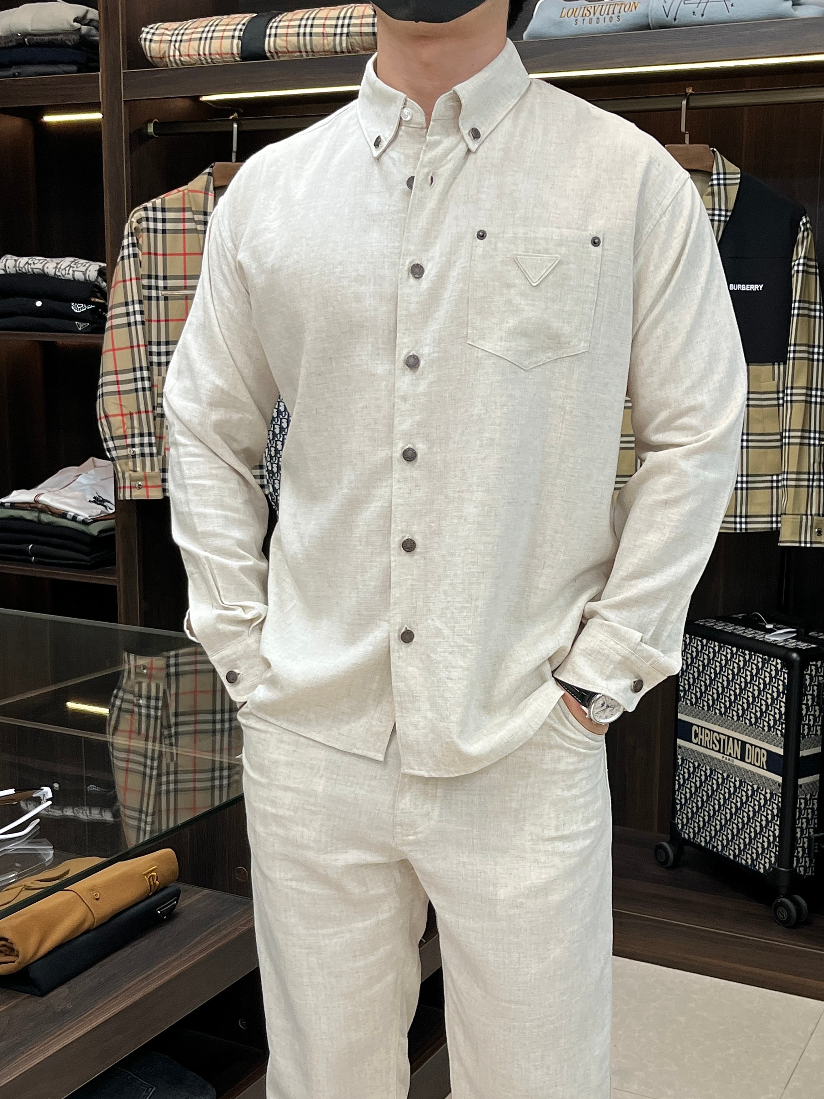 Prada new white shirt and Pants set Yupoo Prada Clothing image 2
