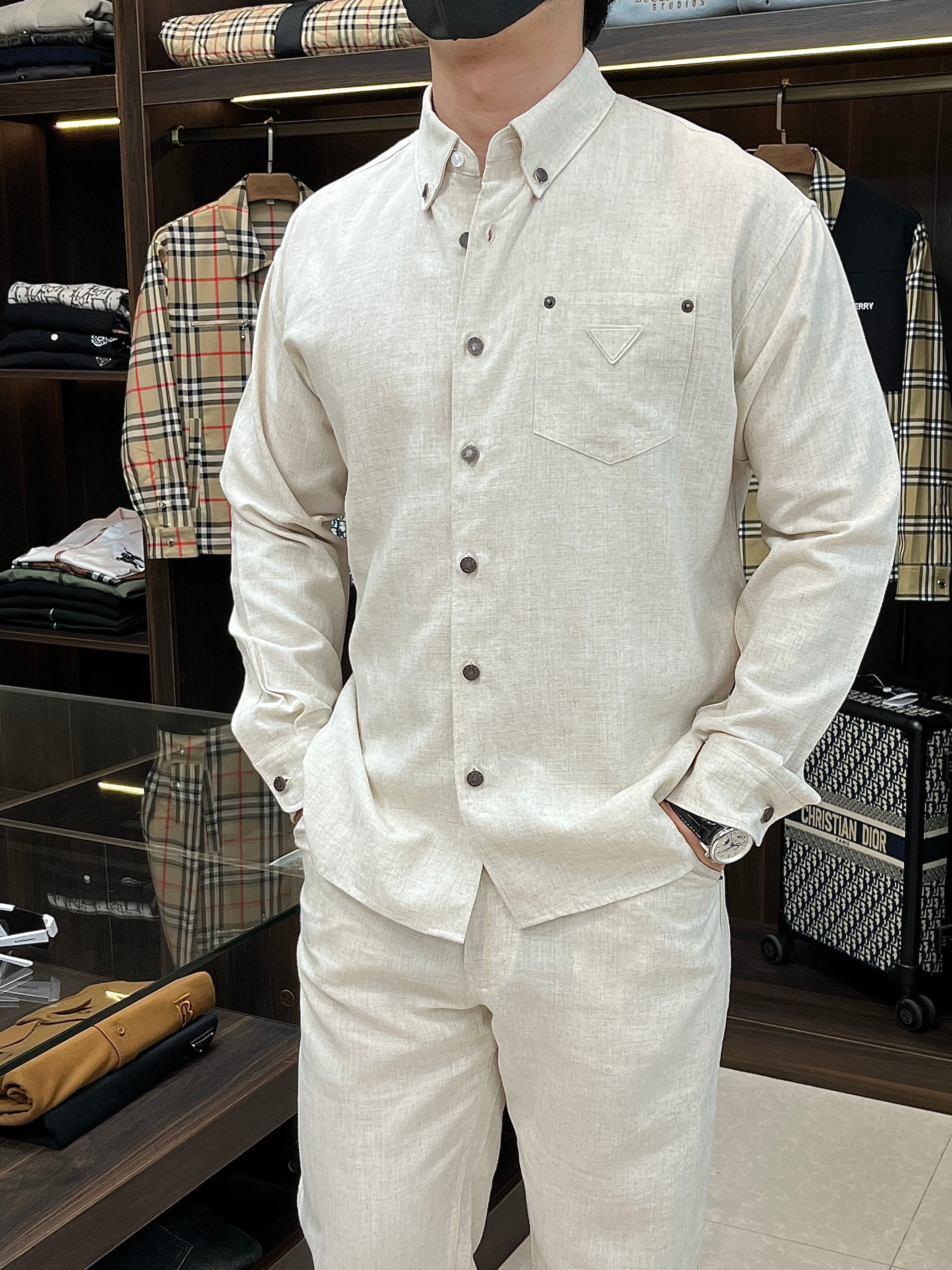 Prada new white shirt and Pants set Yupoo Prada Clothing image 3