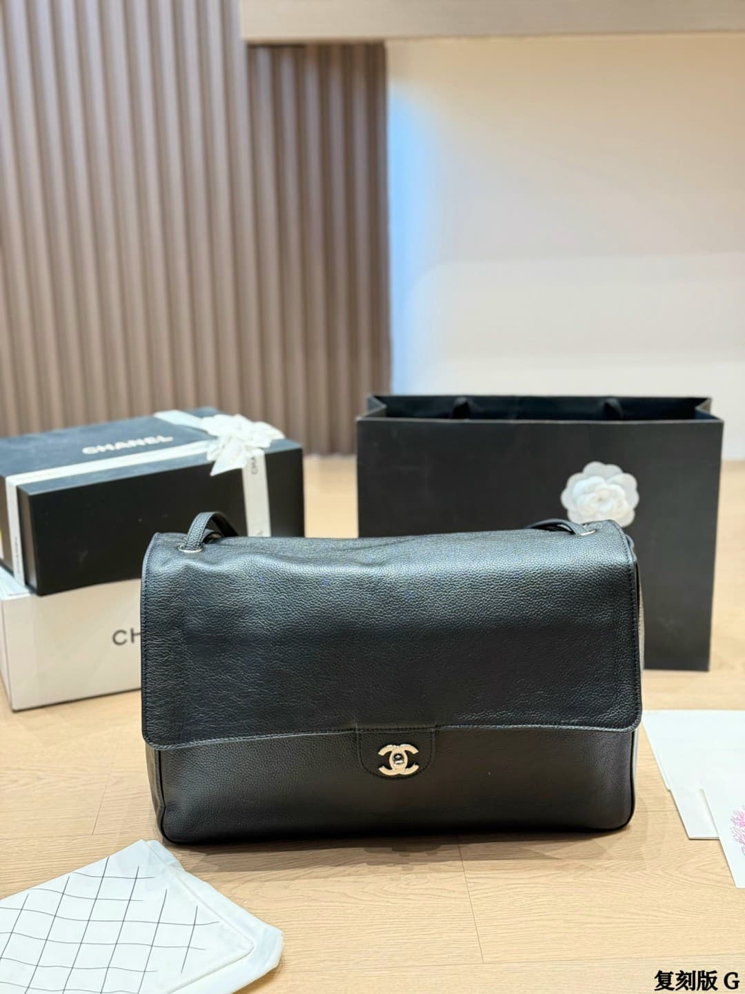 Rep Bag Chanel 26S Maxi Flap Bag – Black Silver