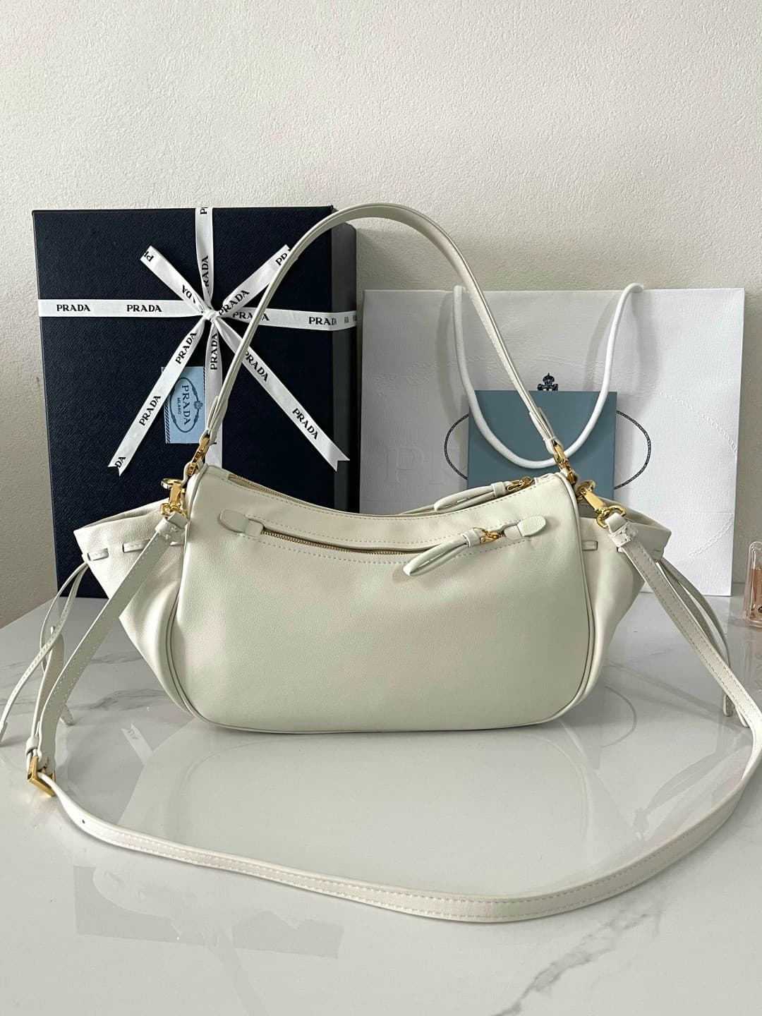 Rep Bag Prada 1BC296 Hobo Bag – White image 3