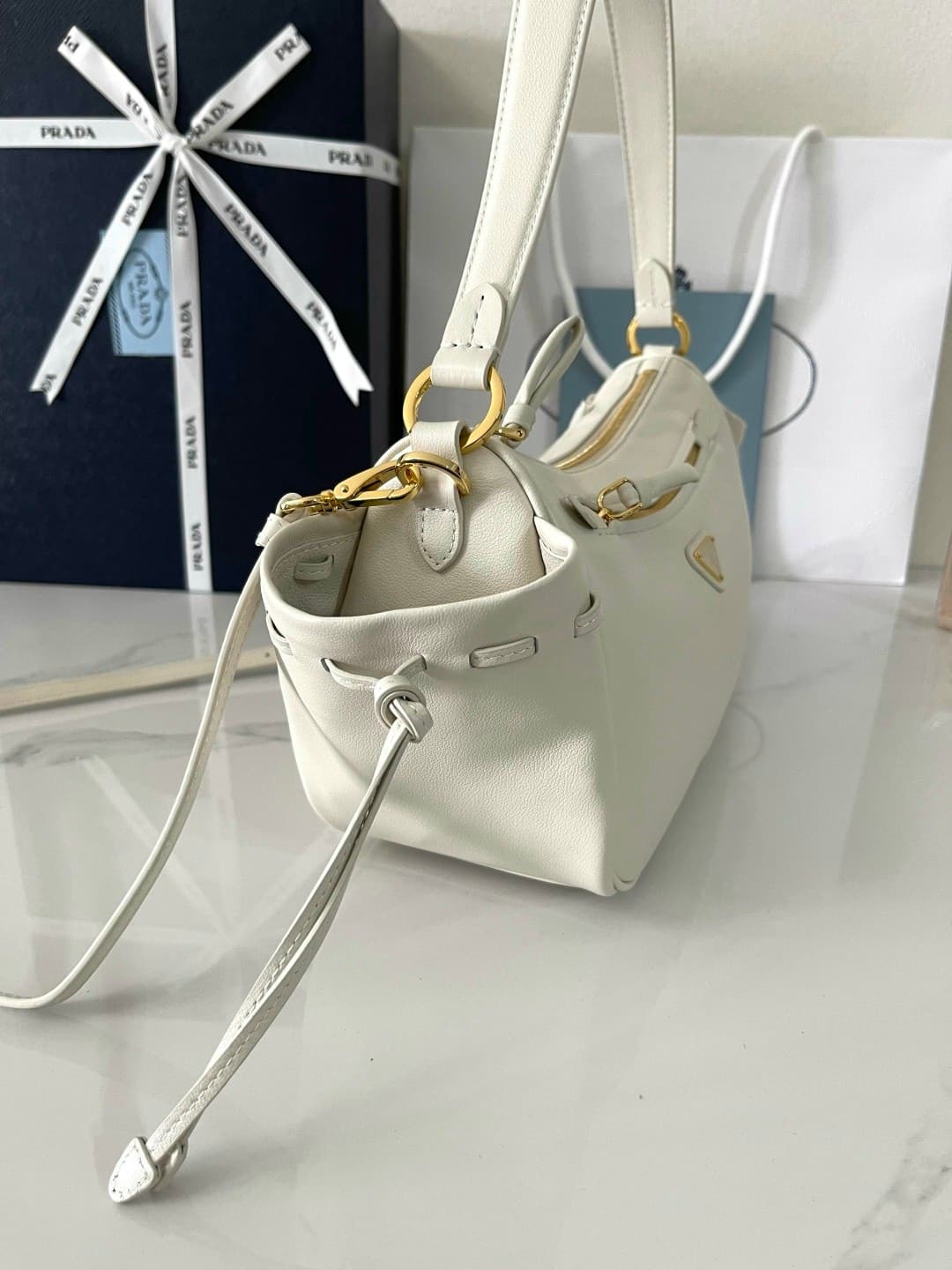 Rep Bag Prada 1BC296 Hobo Bag – White image 5