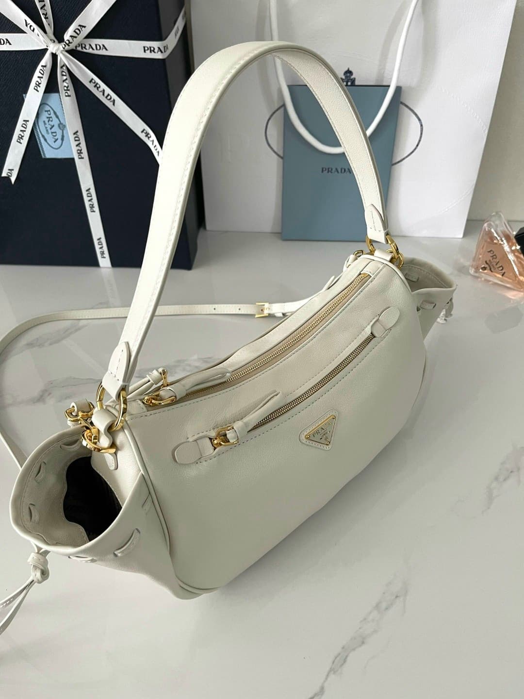 Rep Bag Prada 1BC296 Hobo Bag – White image 6
