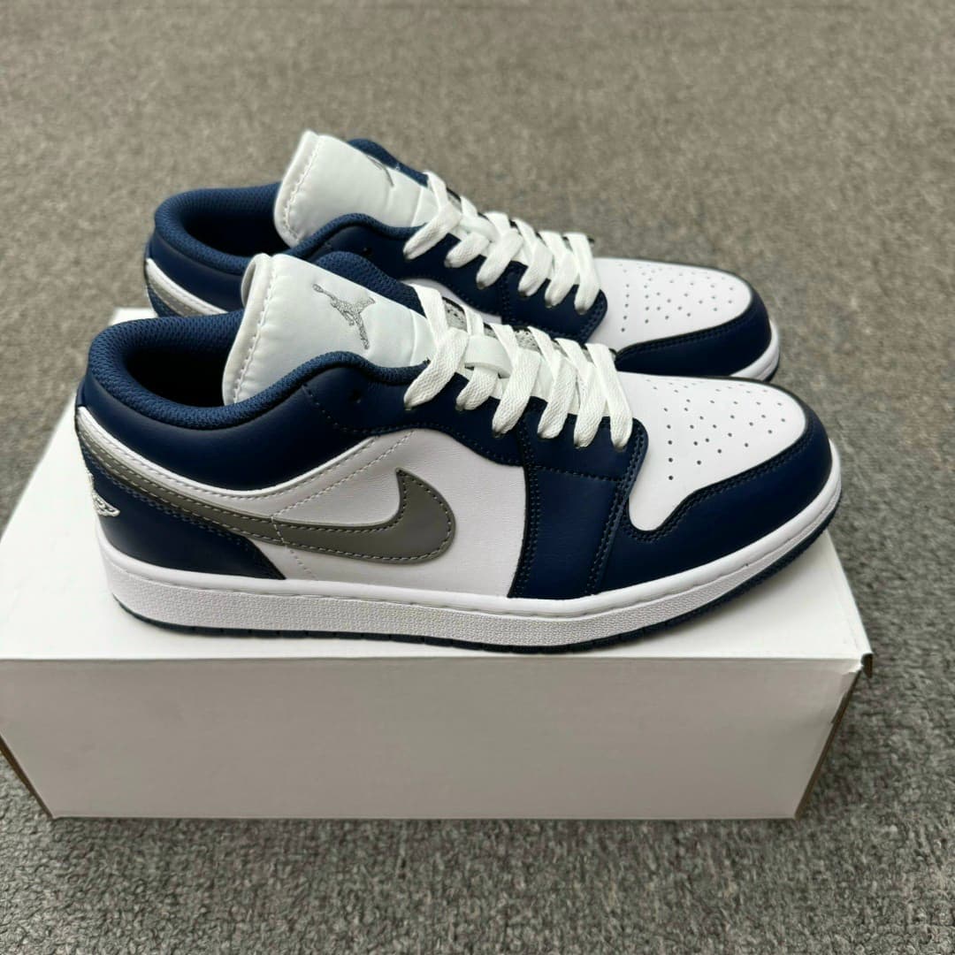 Rep Shoes Nike Air Jordan 1 Low – White Navy Grey Blue