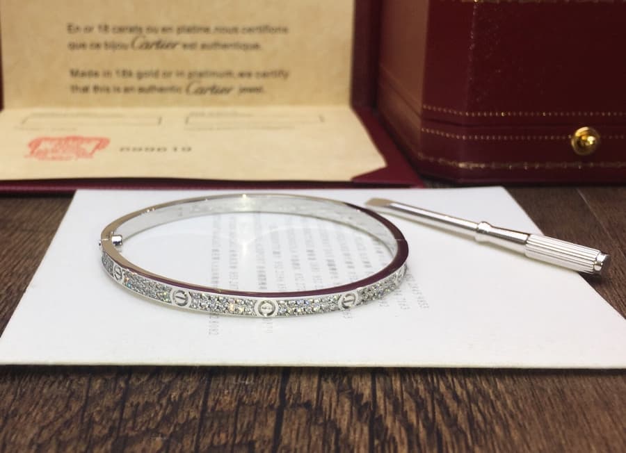 Repo Cartier-Inspired Narrow Love Bangle with Diamonds image 2