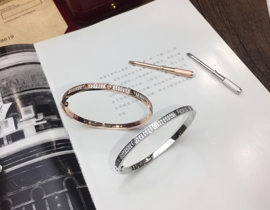 Repo Cartier-Inspired Narrow Love Bangle with Diamonds image 1