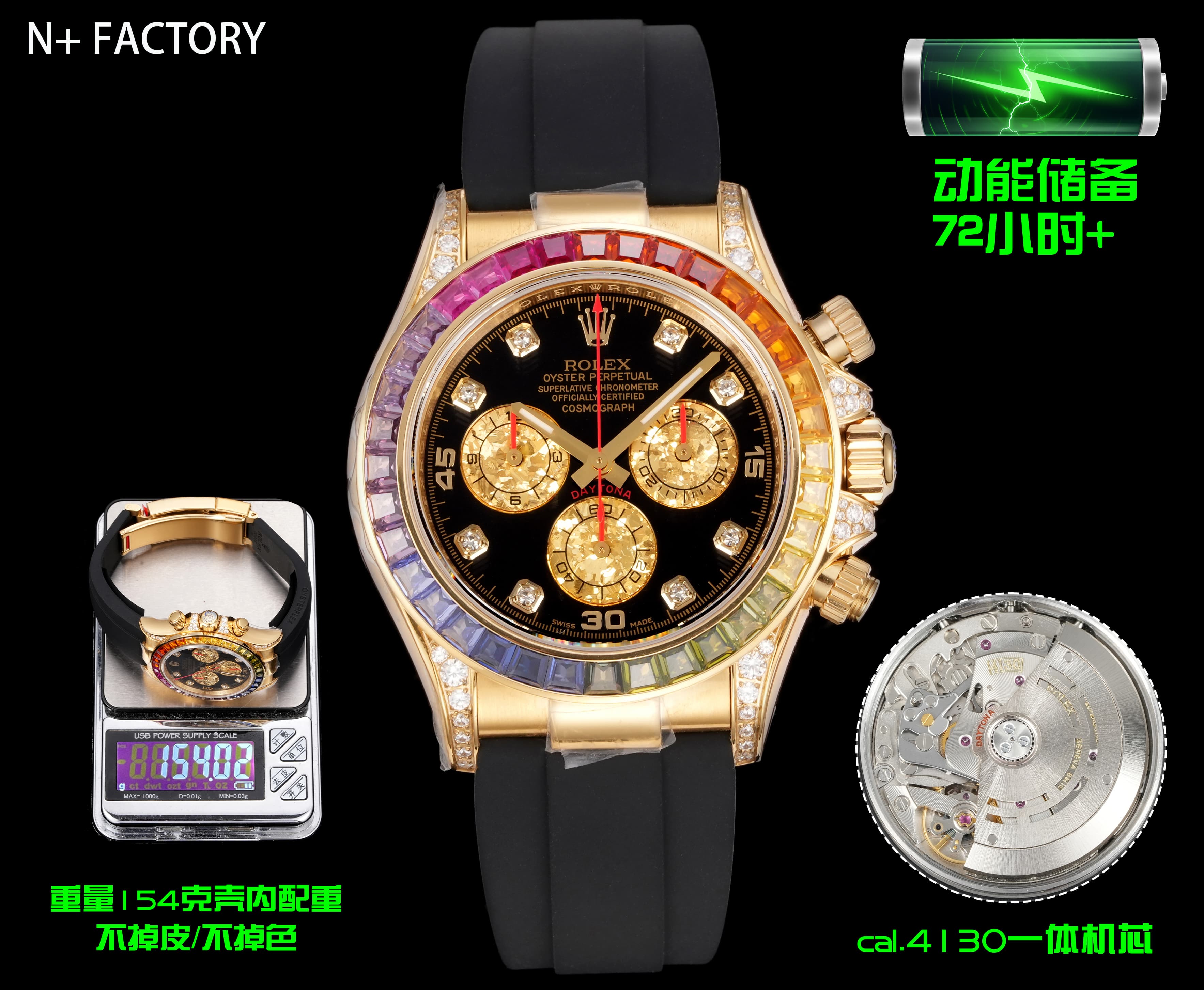  Rolex Daytona N+ Factory V2 155g Weighted Edition dupe