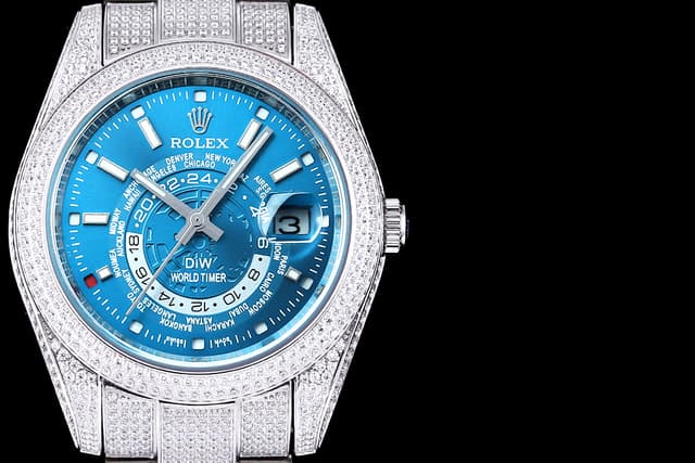YUPOO Rolex Diamond AAA Zirconia Watch Blue | Rep Watches image 2