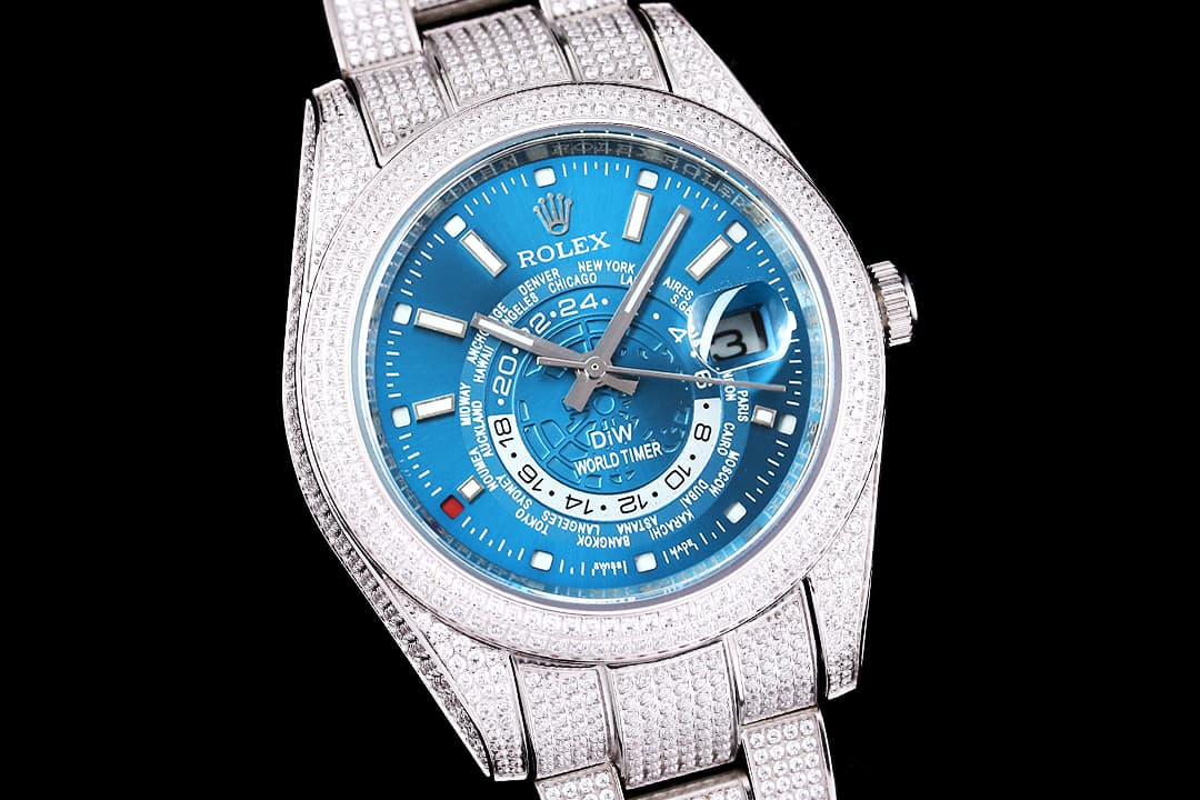 YUPOO Rolex Diamond AAA Zirconia Watch Blue image 3