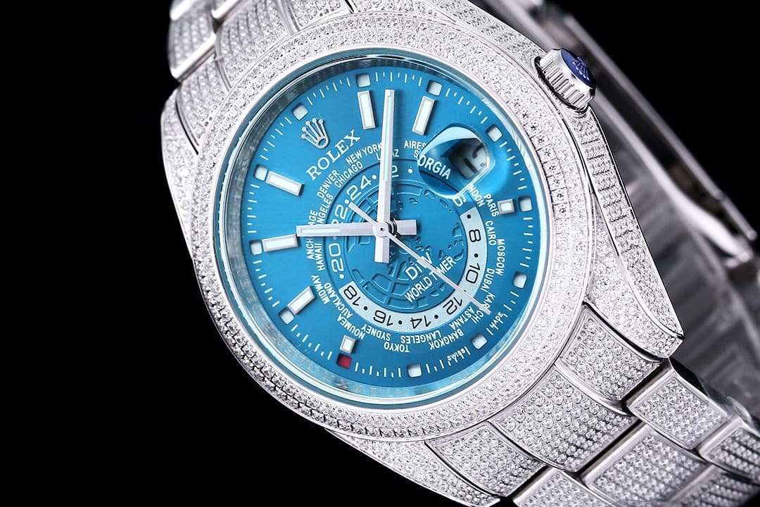YUPOO Rolex Diamond AAA Zirconia Watch Blue image 4