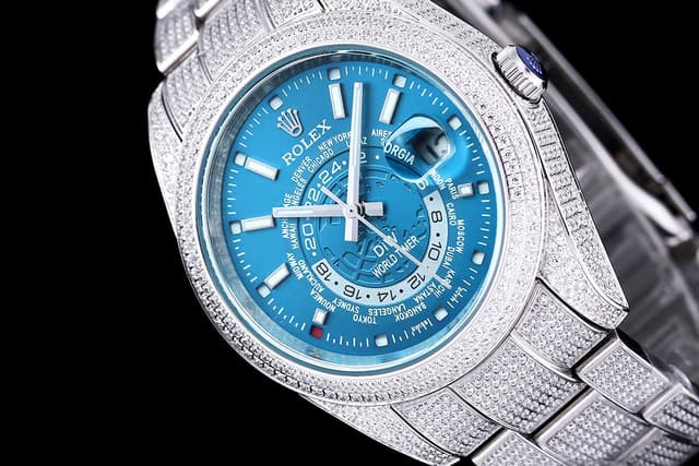 YUPOO Rolex Diamond AAA Zirconia Watch Blue | Rep Watches image 4