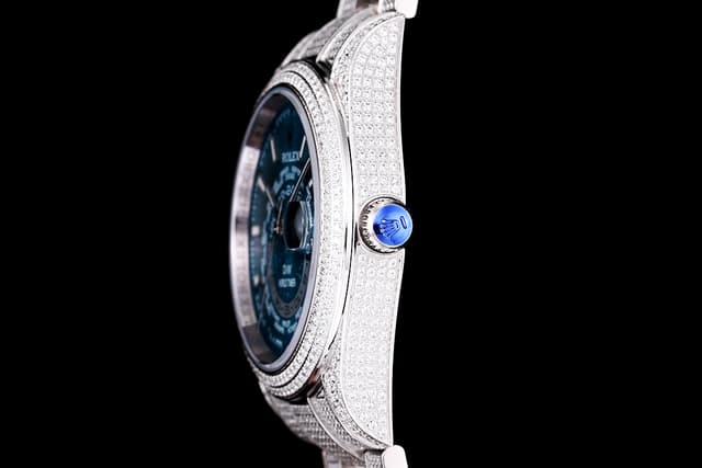 YUPOO Rolex Diamond AAA Zirconia Watch Blue | Rep Watches image 6