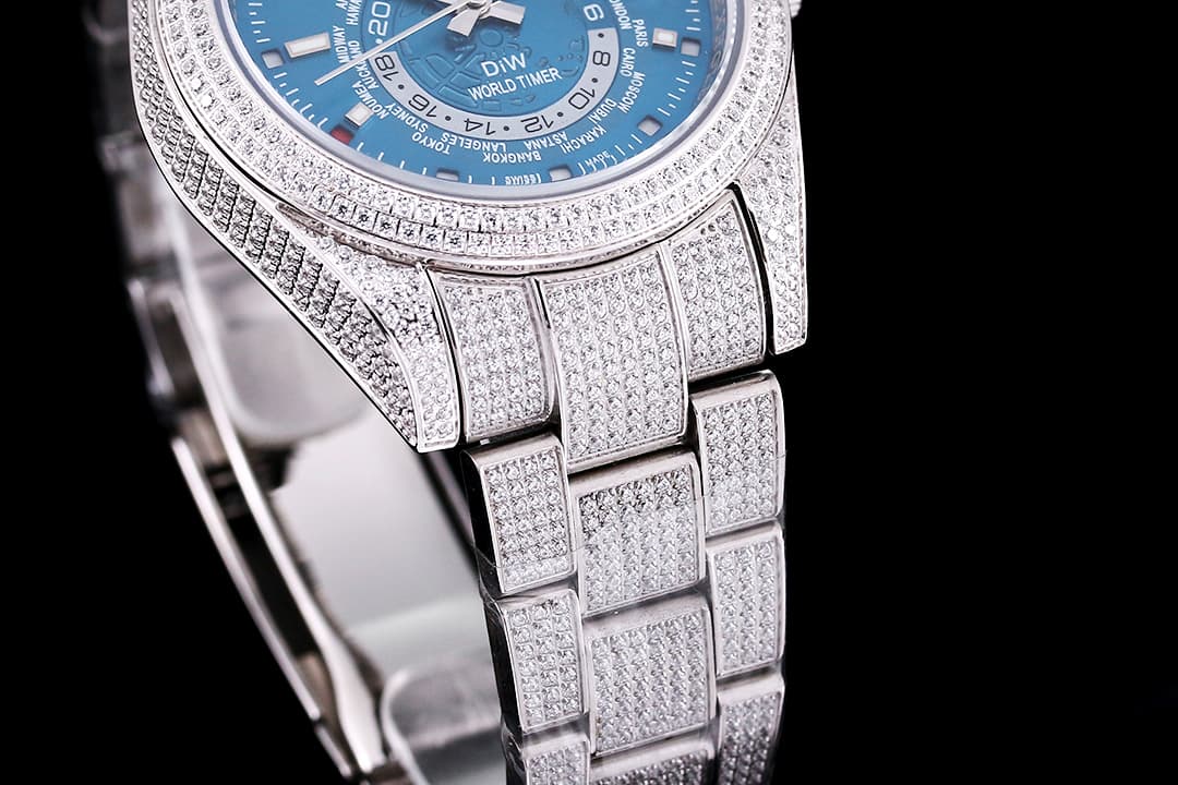 YUPOO Rolex Diamond AAA Zirconia Watch Blue image 5