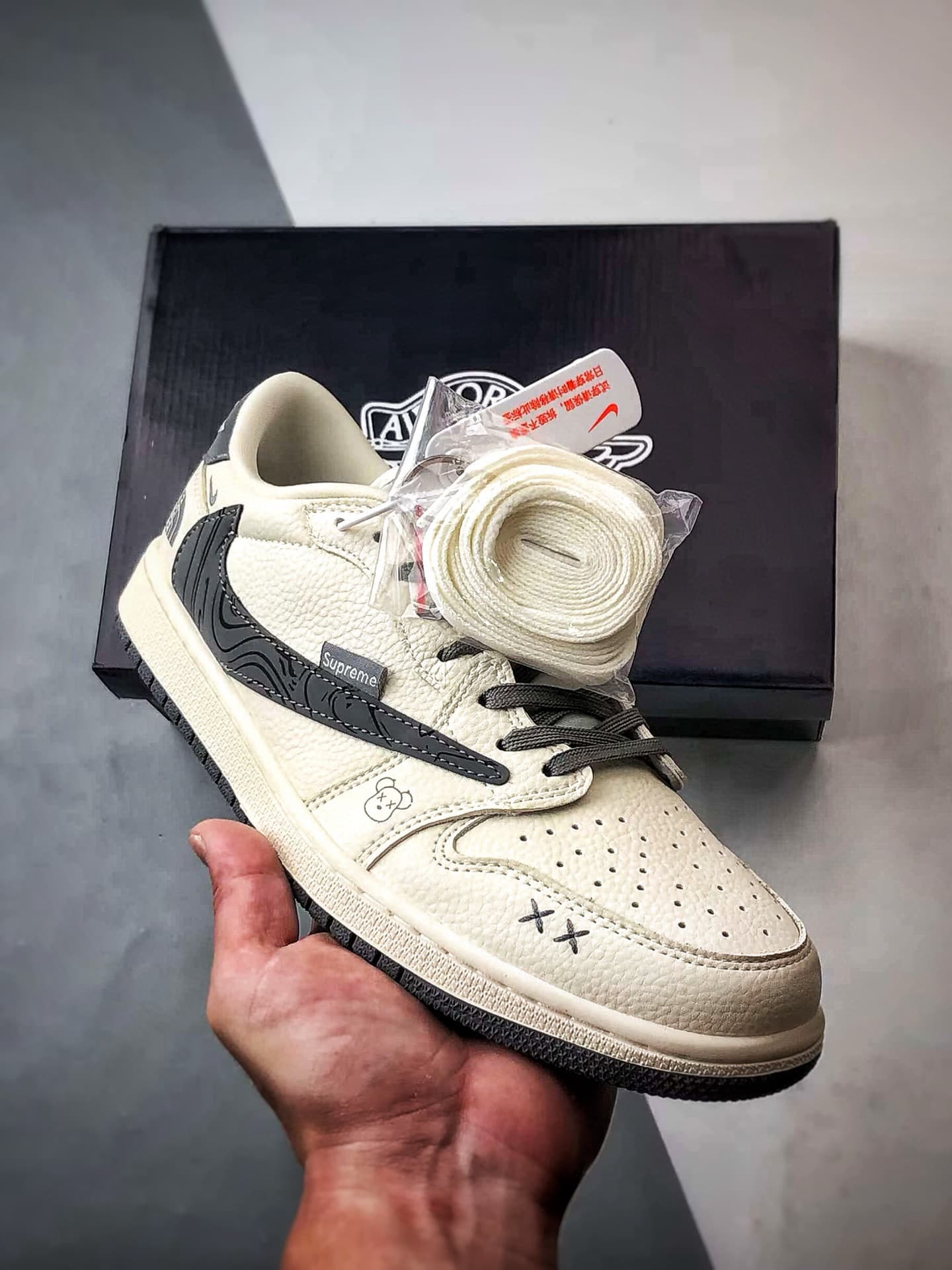 Yupoo AJ1 Low OG Inspired Sneakers - Custom Grey/White