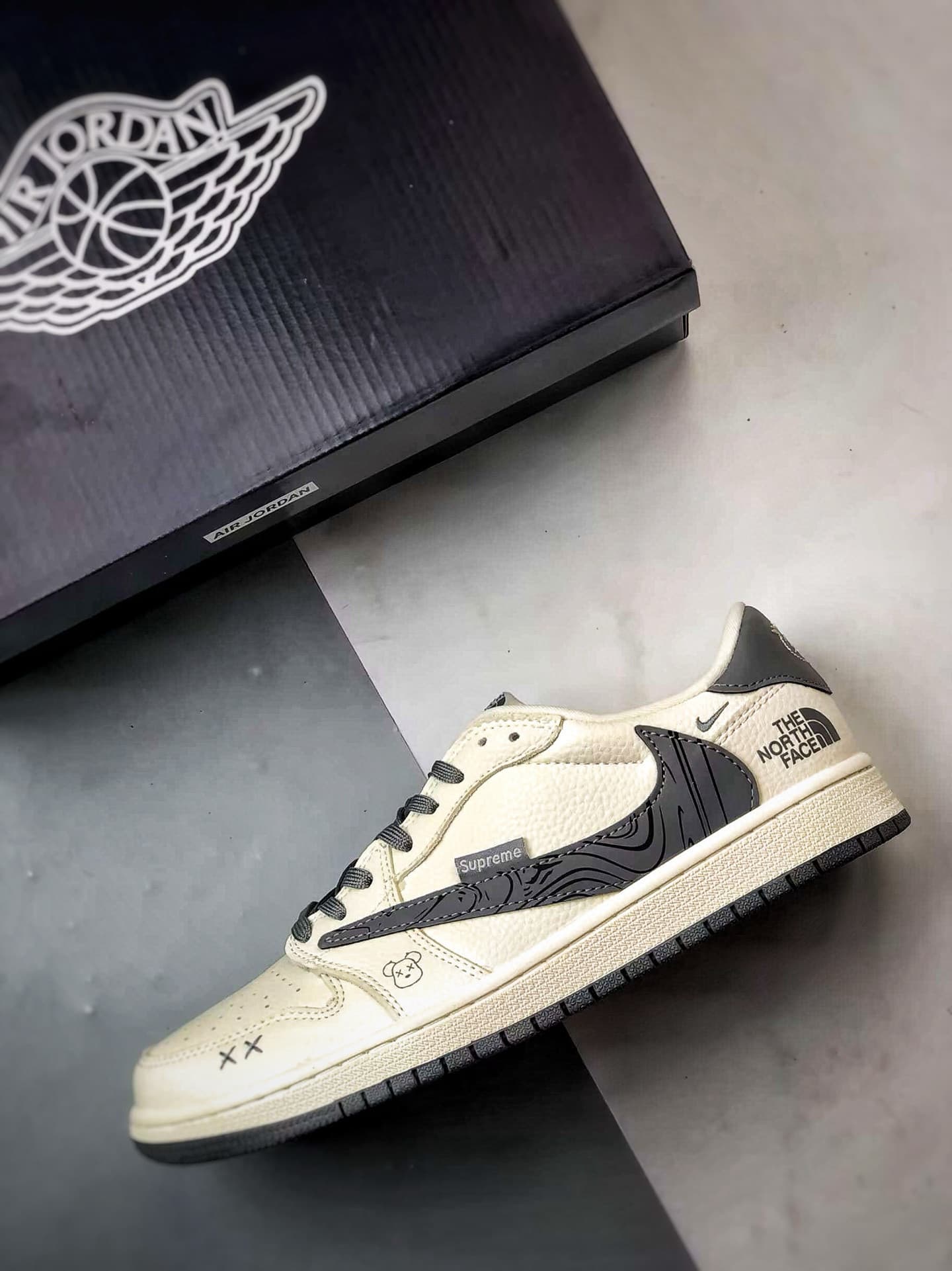 Yupoo AJ1 Low OG Inspired Sneakers - Custom Grey/White image 3