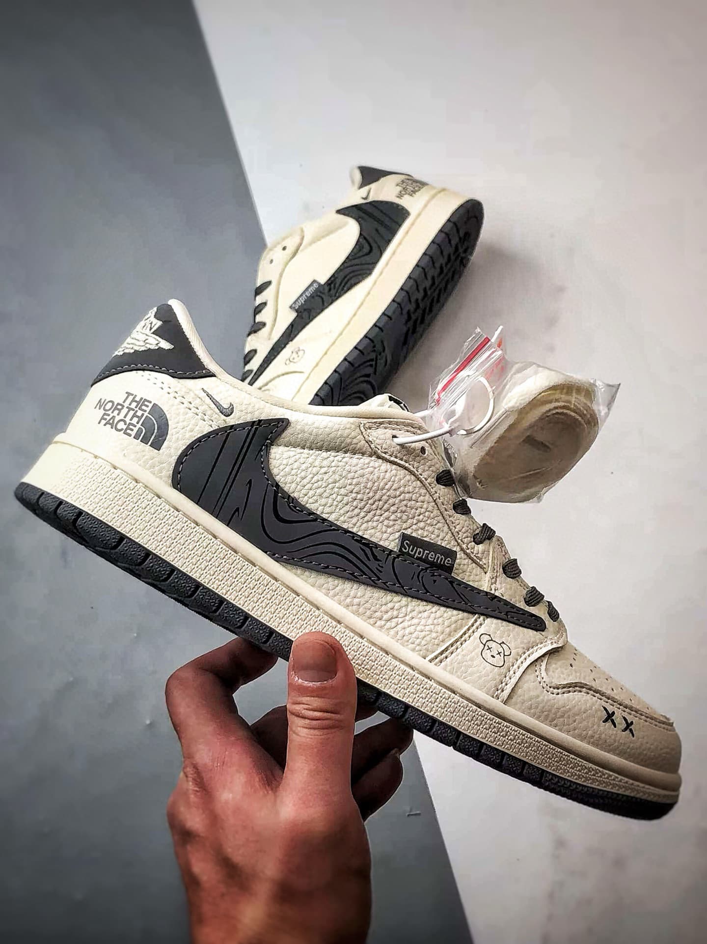 Yupoo AJ1 Low OG Inspired Sneakers - Custom Grey/White image 4