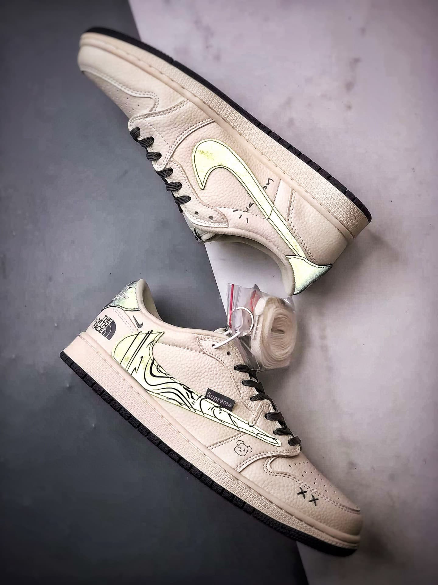 Yupoo AJ1 Low OG Inspired Sneakers - Custom Grey/White image 5