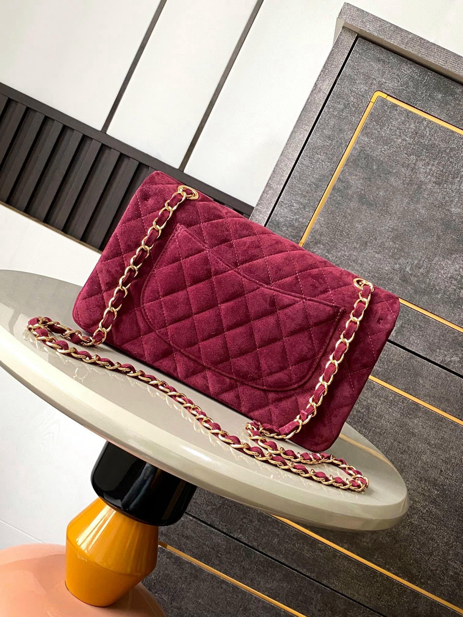 Yupoo Chanel 2.55 / CF Suede Flap Bag – Burgundy image 3