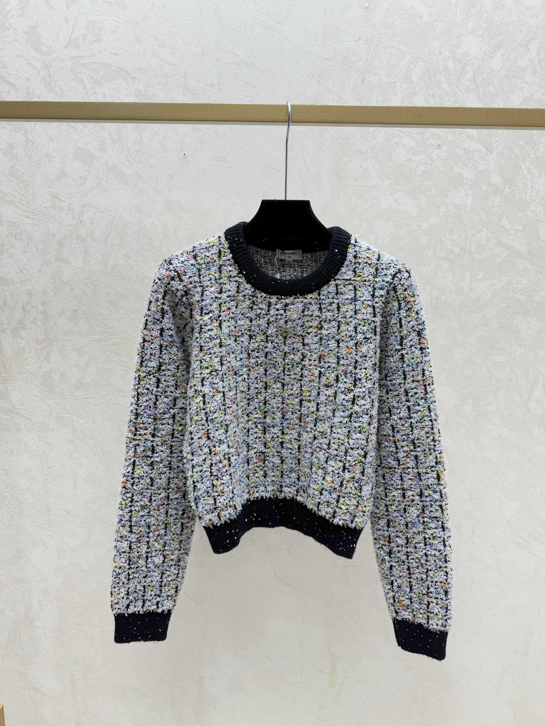 Yupoo Chanel Fall Winter Contrast Sequin Round Neck Knit Sweater image 4