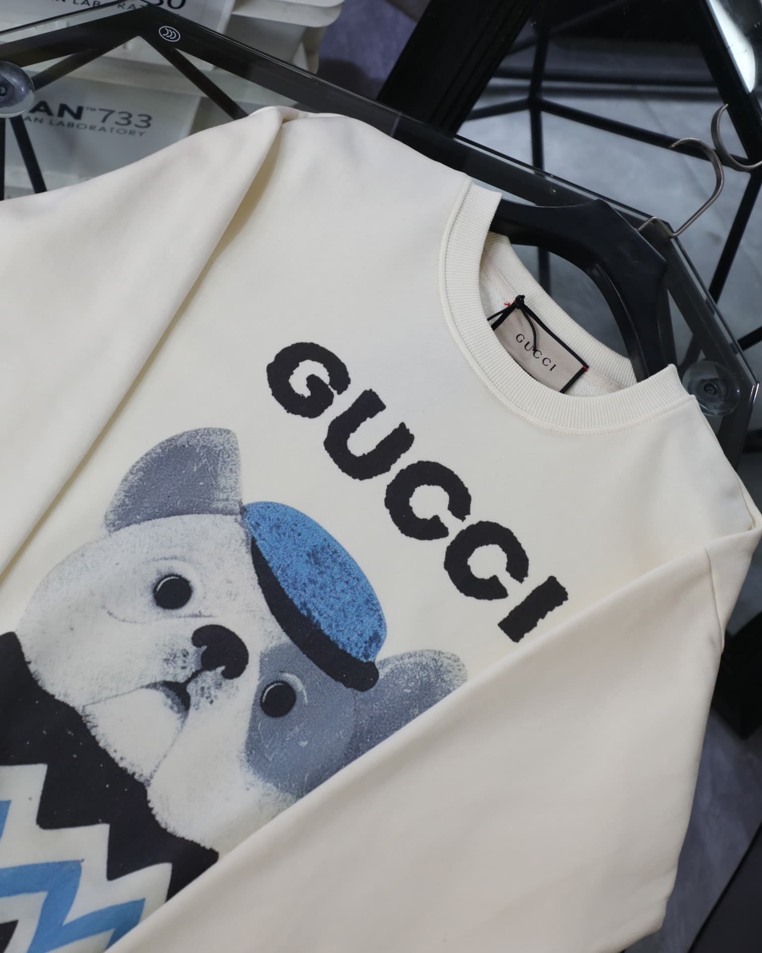 YupooPA GUCCI Blue Hat Puppy Print Crewneck Sweatshirt 2025 image 2