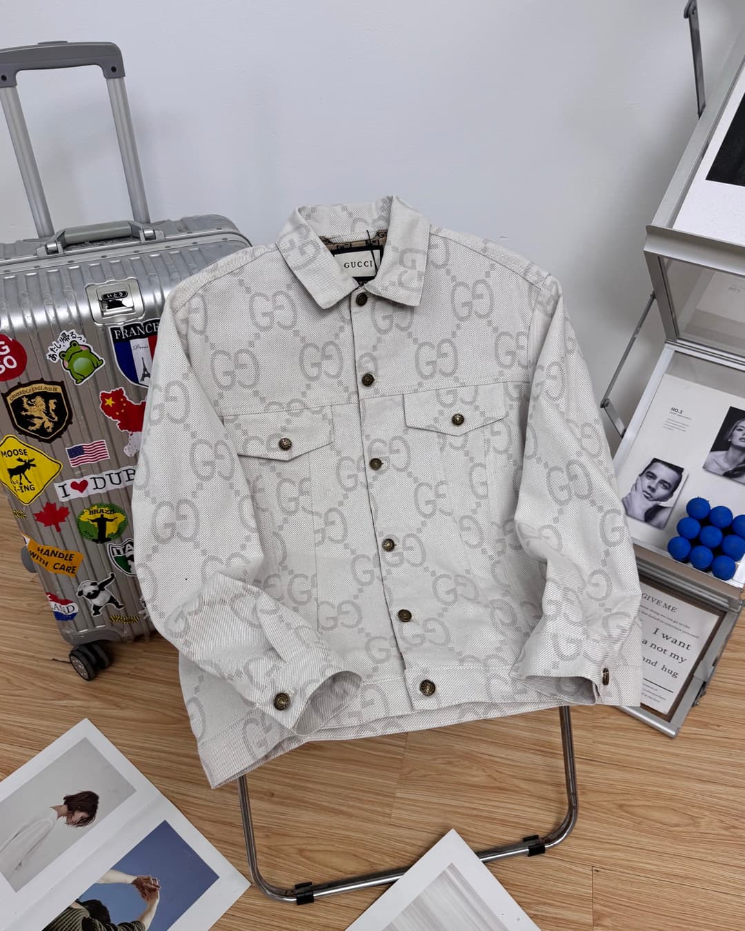 YupooPA GUCCI GG Jacquard All-Print Denim Jacket White image 1