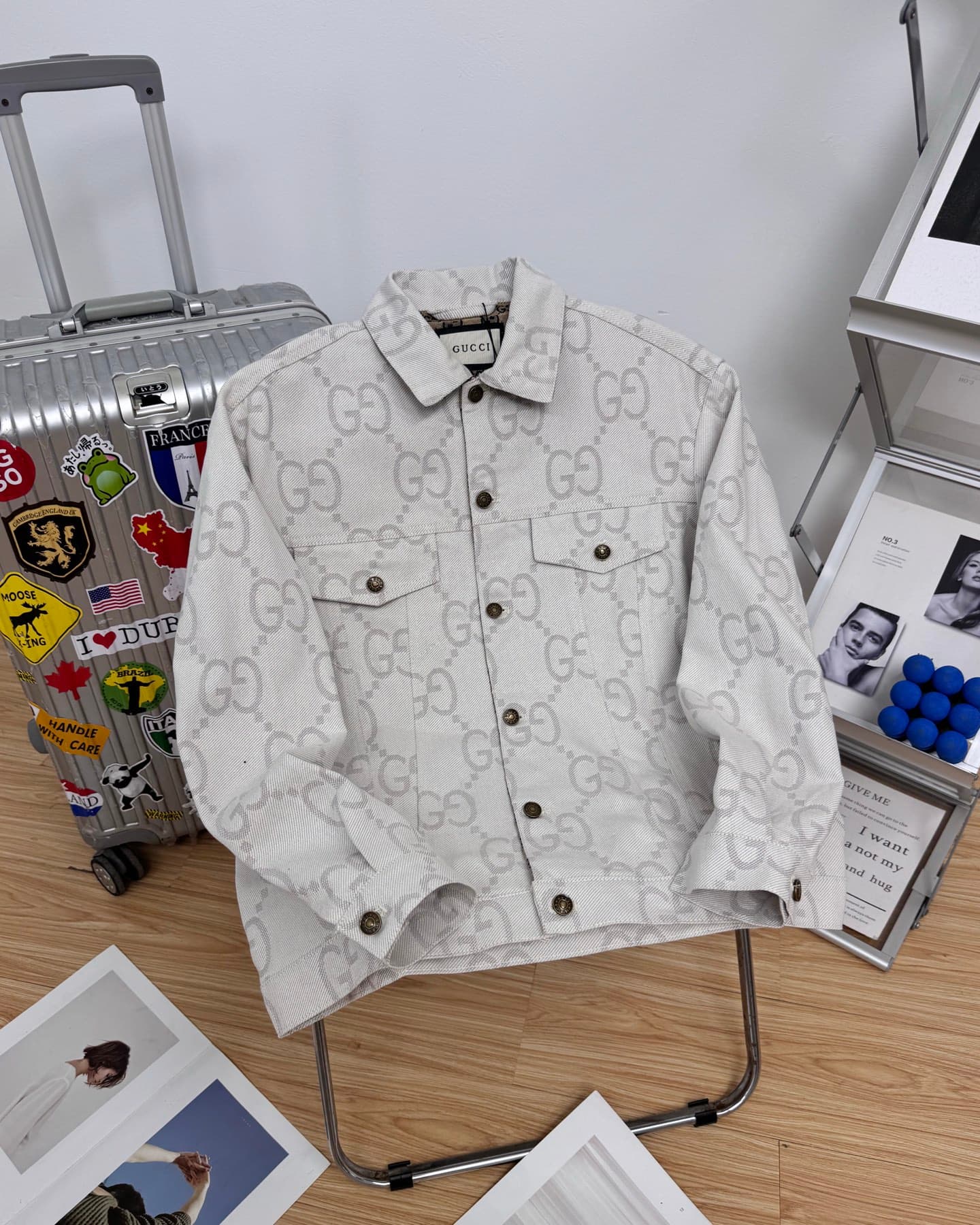 YupooPA GUCCI GG Jacquard All-Print Denim Jacket White