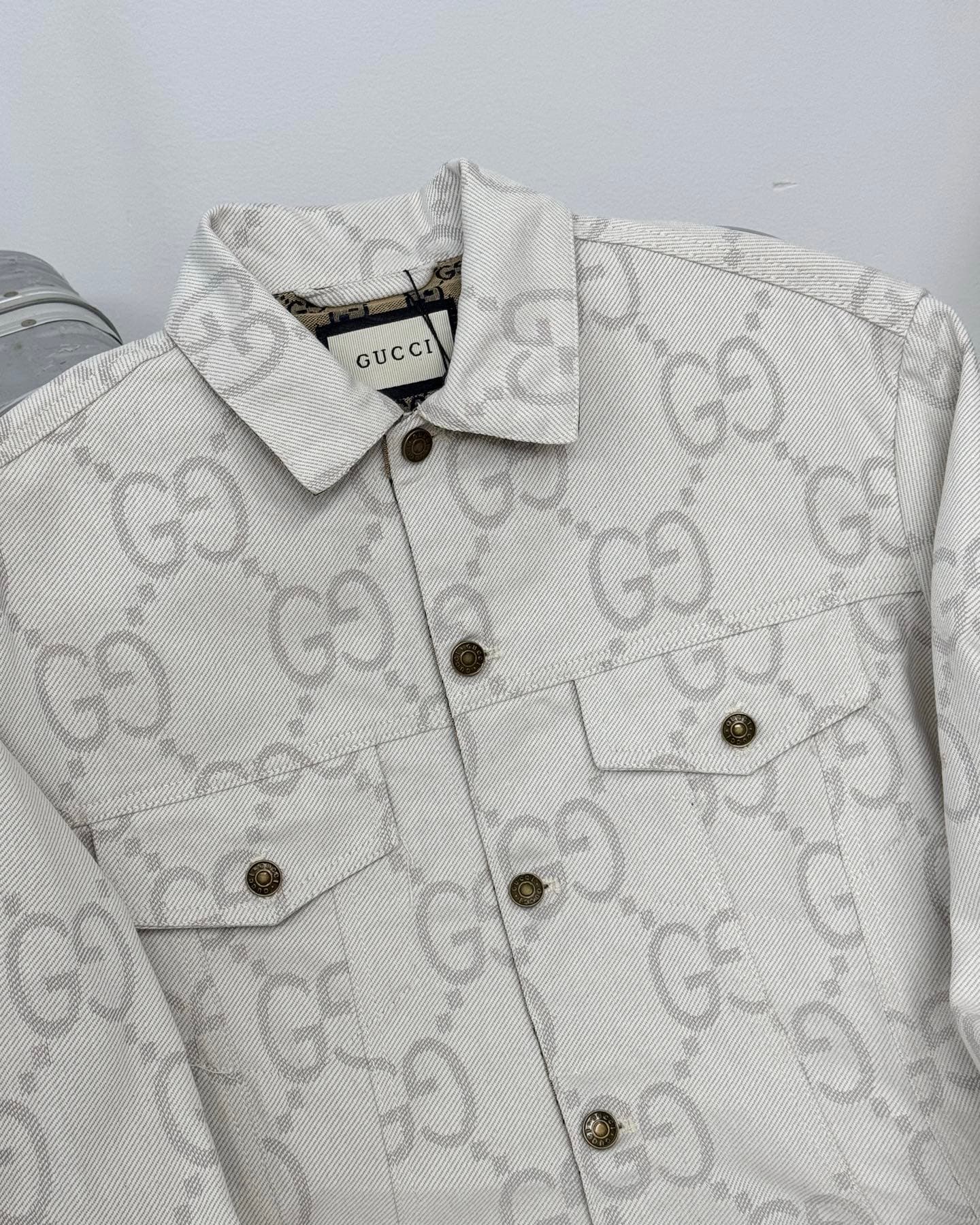YupooPA GUCCI GG Jacquard All-Print Denim Jacket White image 3