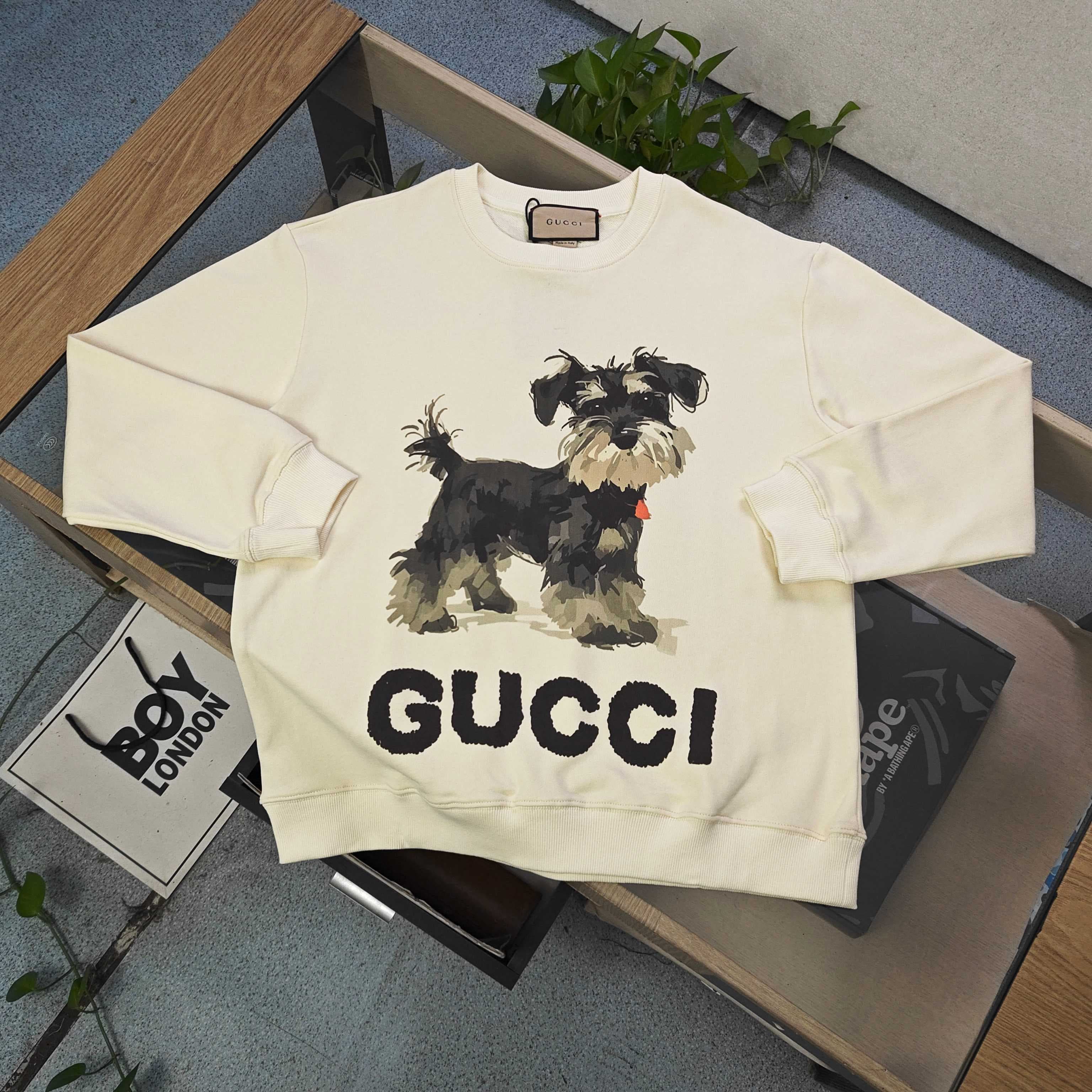 YupooPA Gucci 2025 A/W New Schnauzer Print Couples' Crewneck WHITE
