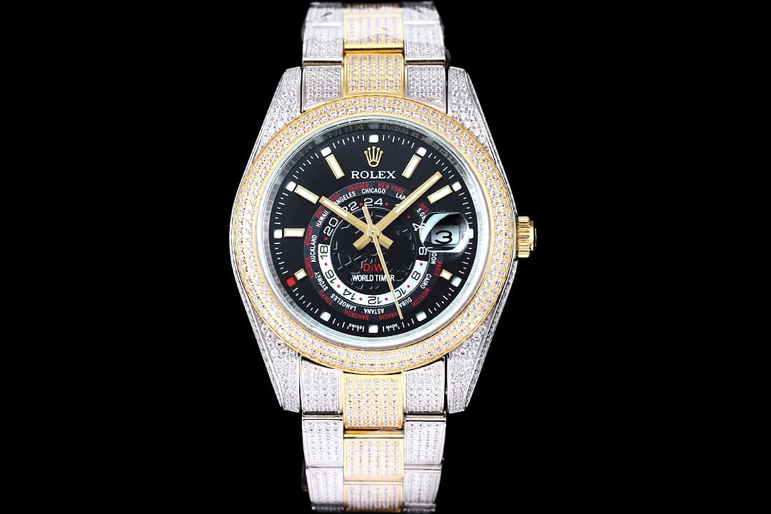 YupooPA Rolex Luxury Diamond Watch 18K Nano Tech 41mm Black