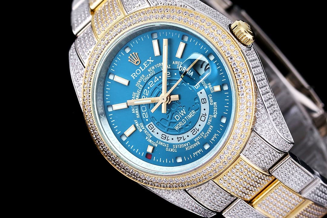 YupooPA Rolex Luxury Diamond Watch 18K Nano Tech 41mm Blue image 4