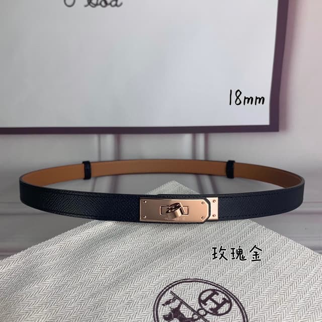 Hermes Belt Kelly 1.8cm Reversible Black | Yupoo Rep Belts image 2