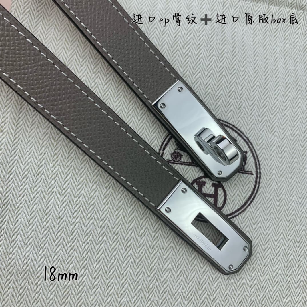 YupooPA Hermes Belt  Kelly 1.8Cm Reversible Grey image 8