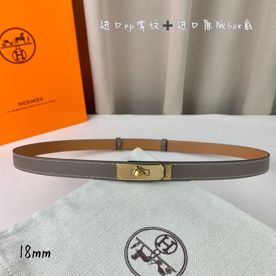 YupooPA Hermes Belt  Kelly 1.8Cm Reversible Grey image 1