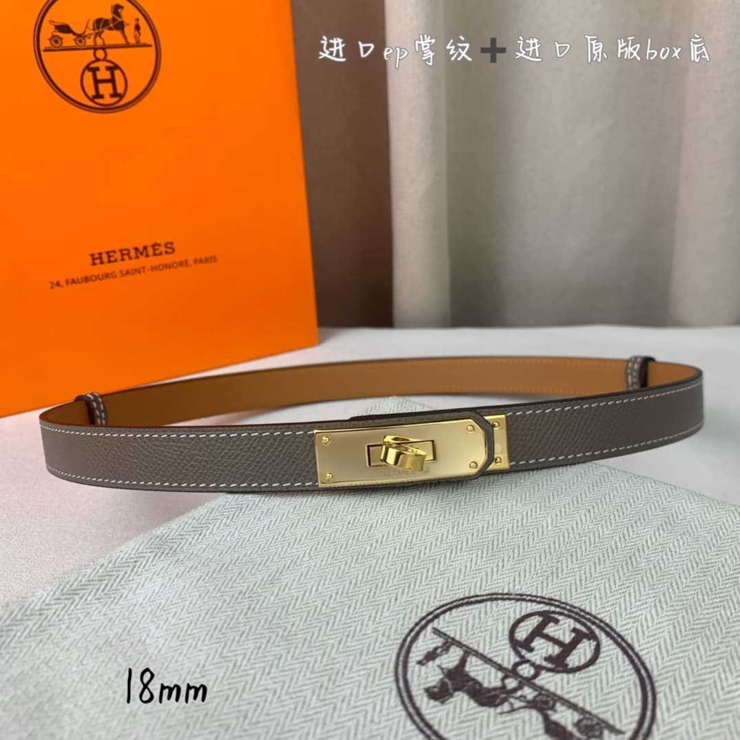YupooPA Hermes Belt  Kelly 1.8Cm Reversible Grey image 5