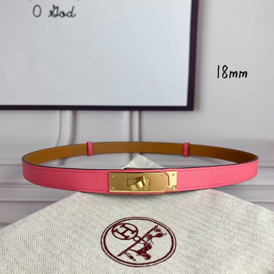 YupooPA Hermes Belt  Kelly 1.8Cm Reversible Pink Belt image 1
