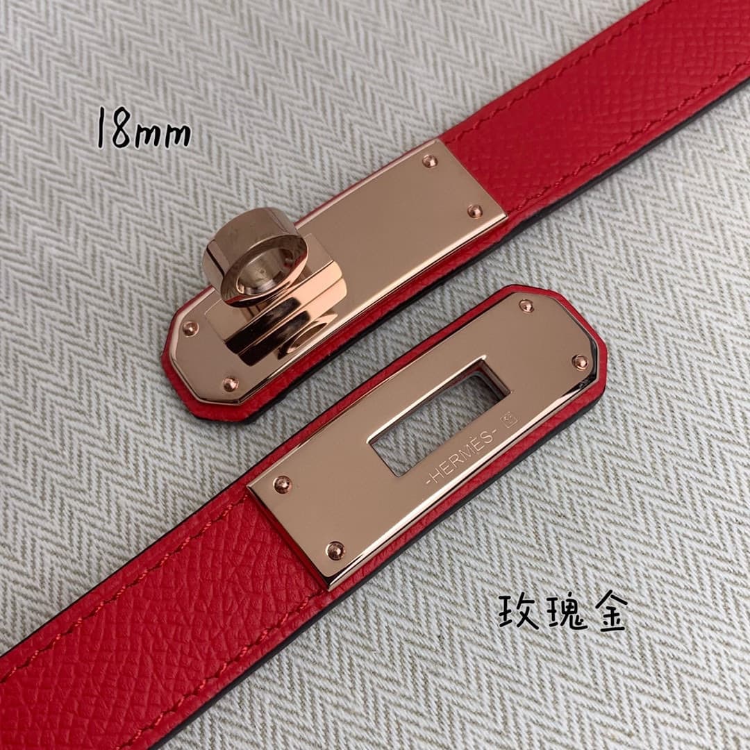 YupooPA Hermes Belt  Kelly 1.8Cm Reversible Red Bright Red image 8